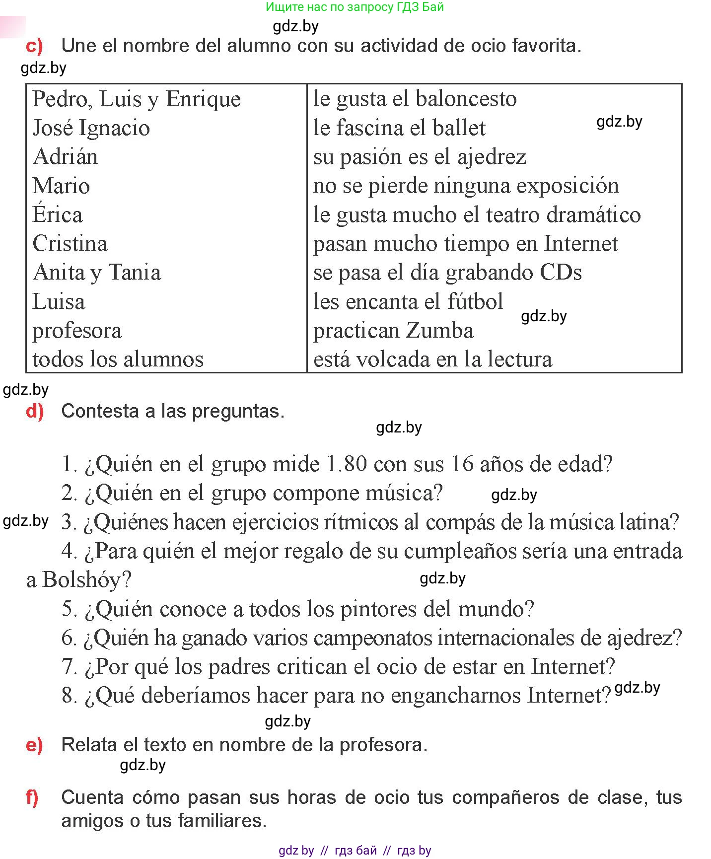 Испанский язык, 9 класс Учебник, авторы: Цыбулева Татьяна Эдуардовна, Пушкина Ольга Александровна, издательство Издательский центр БГУ, Минск, 2017, страница 103, номер 9, Условие (продолжение 2)