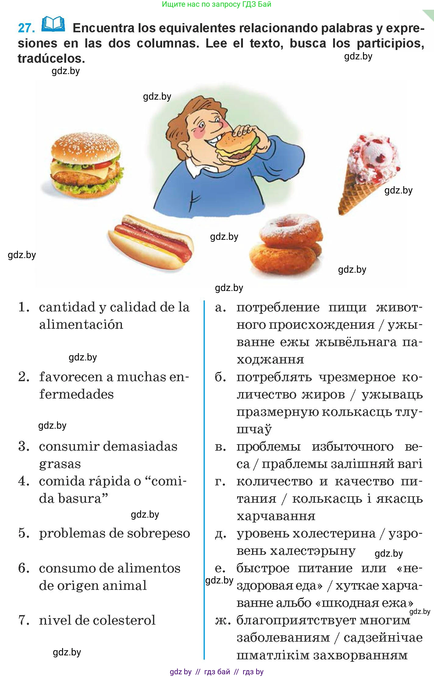 Испанский язык, 9 класс Учебник, авторы: Гриневич Елена Карловна, Янукенас Ольга Викторовна, издательство Вышэйшая школа, Минск, 2020, оранжевого цвета, страница 17, номер 27, Условие