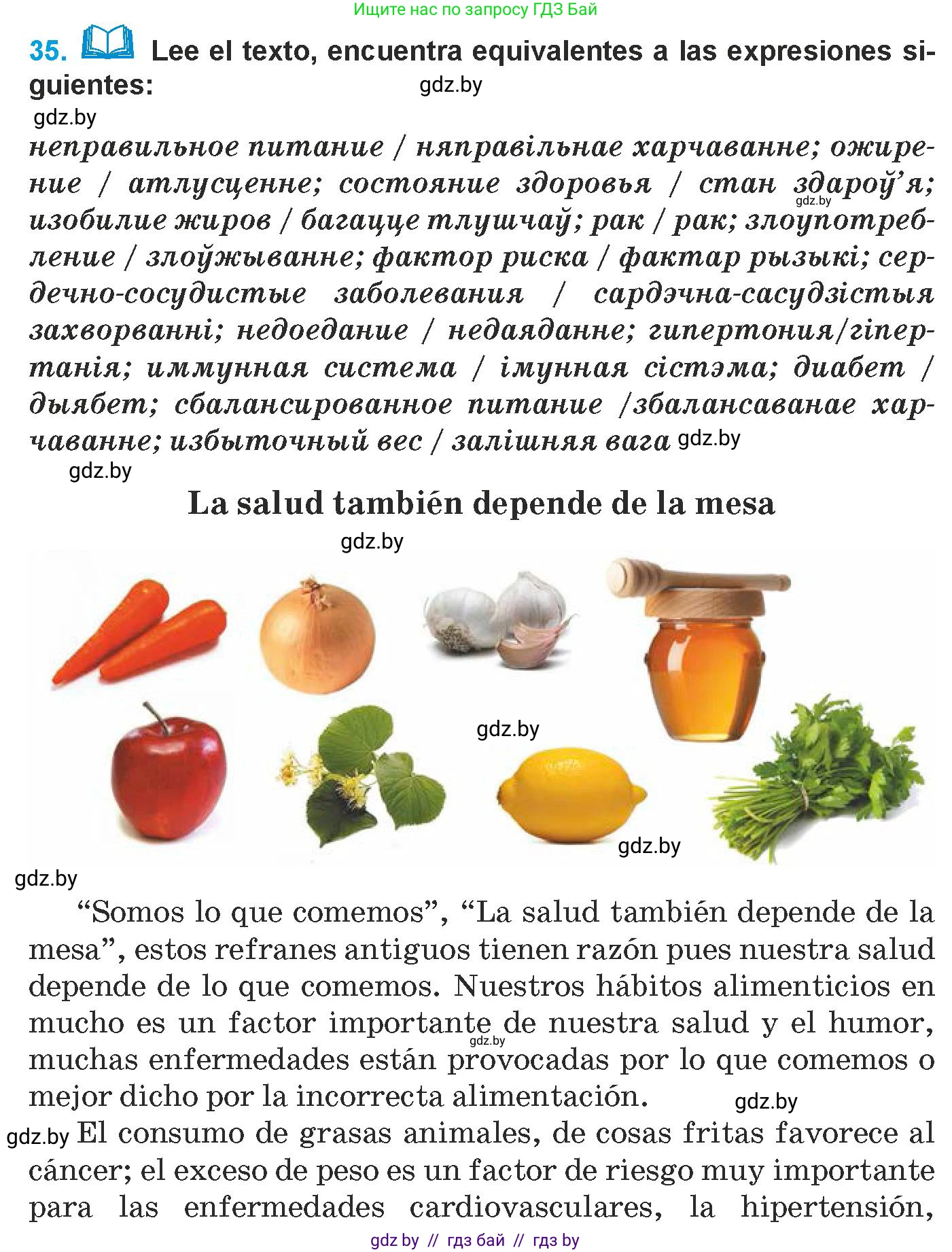 Испанский язык, 9 класс Учебник, авторы: Гриневич Елена Карловна, Янукенас Ольга Викторовна, издательство Вышэйшая школа, Минск, 2020, оранжевого цвета, страница 21, номер 35, Условие