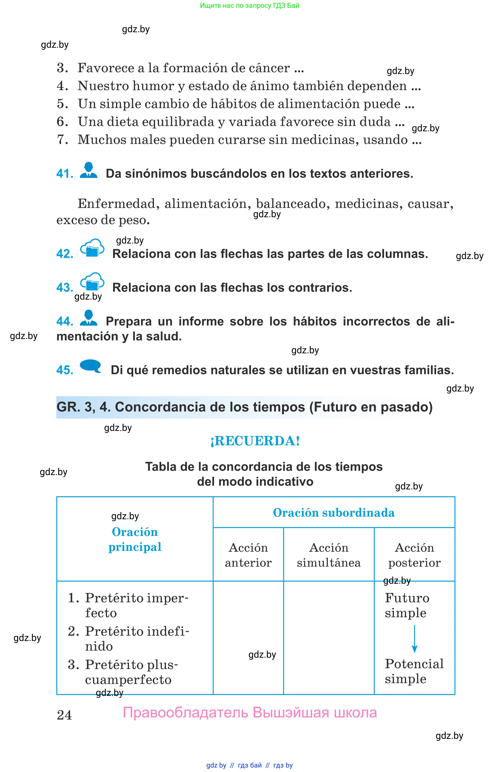 Испанский язык, 9 класс Учебник, авторы: Гриневич Елена Карловна, Янукенас Ольга Викторовна, издательство Вышэйшая школа, Минск, 2020, оранжевого цвета, страница 24