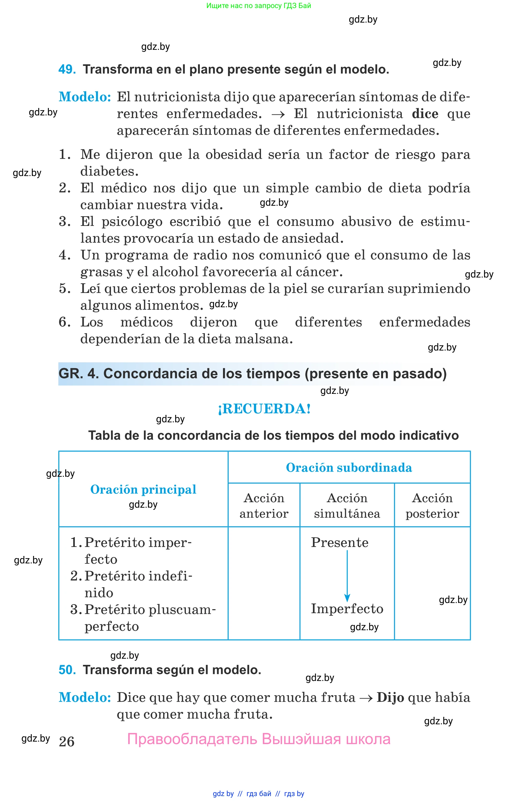 Испанский язык, 9 класс Учебник, авторы: Гриневич Елена Карловна, Янукенас Ольга Викторовна, издательство Вышэйшая школа, Минск, 2020, оранжевого цвета, страница 26
