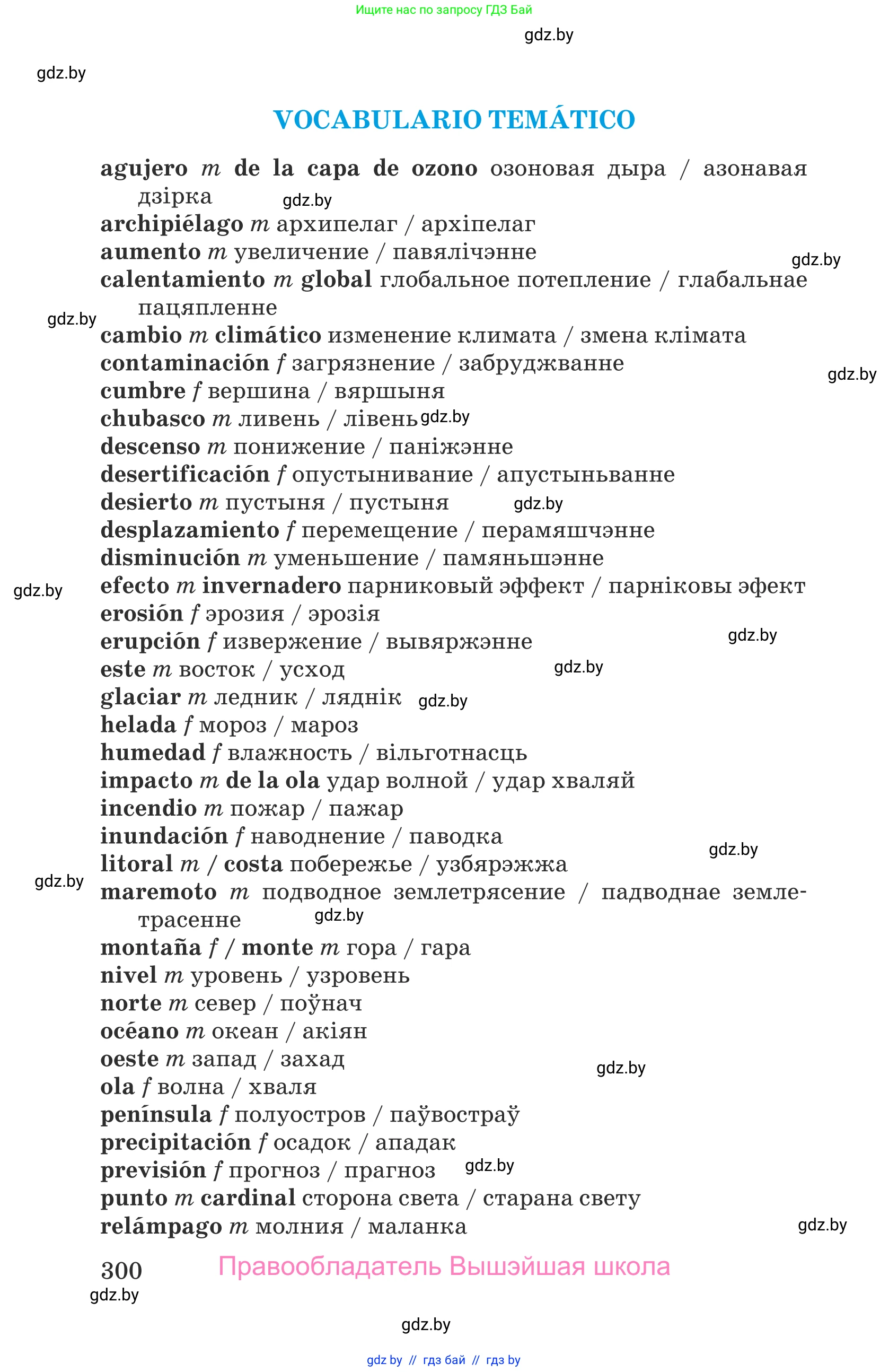 Испанский язык, 9 класс Учебник, авторы: Гриневич Елена Карловна, Янукенас Ольга Викторовна, издательство Вышэйшая школа, Минск, 2020, оранжевого цвета, страница 300