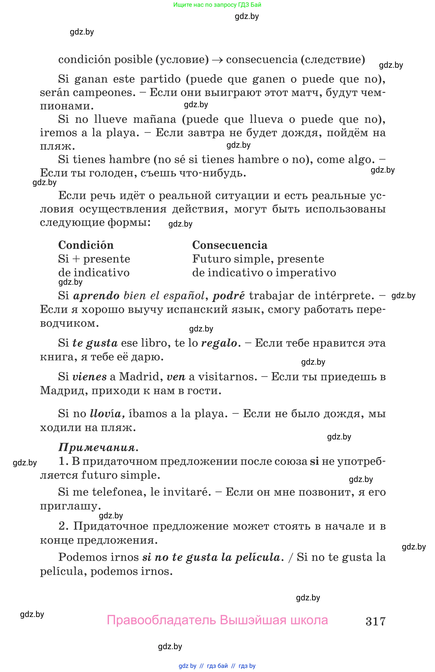 Испанский язык, 9 класс Учебник, авторы: Гриневич Елена Карловна, Янукенас Ольга Викторовна, издательство Вышэйшая школа, Минск, 2020, оранжевого цвета, страница 317