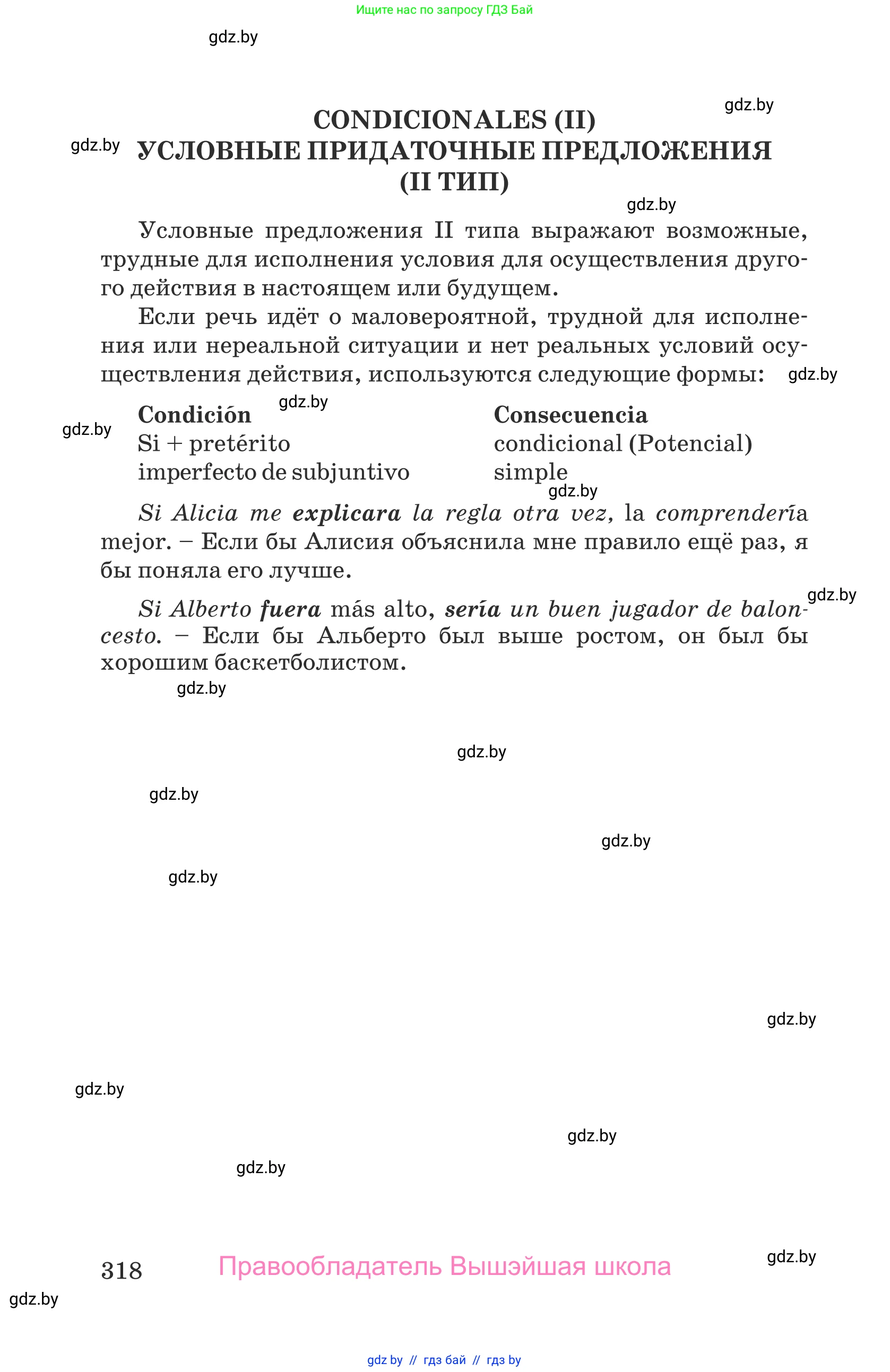 Испанский язык, 9 класс Учебник, авторы: Гриневич Елена Карловна, Янукенас Ольга Викторовна, издательство Вышэйшая школа, Минск, 2020, оранжевого цвета, страница 318