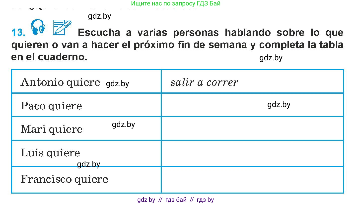 Испанский язык, 9 класс Учебник, авторы: Гриневич Елена Карловна, Янукенас Ольга Викторовна, издательство Вышэйшая школа, Минск, 2020, оранжевого цвета, страница 74, номер 13, Условие