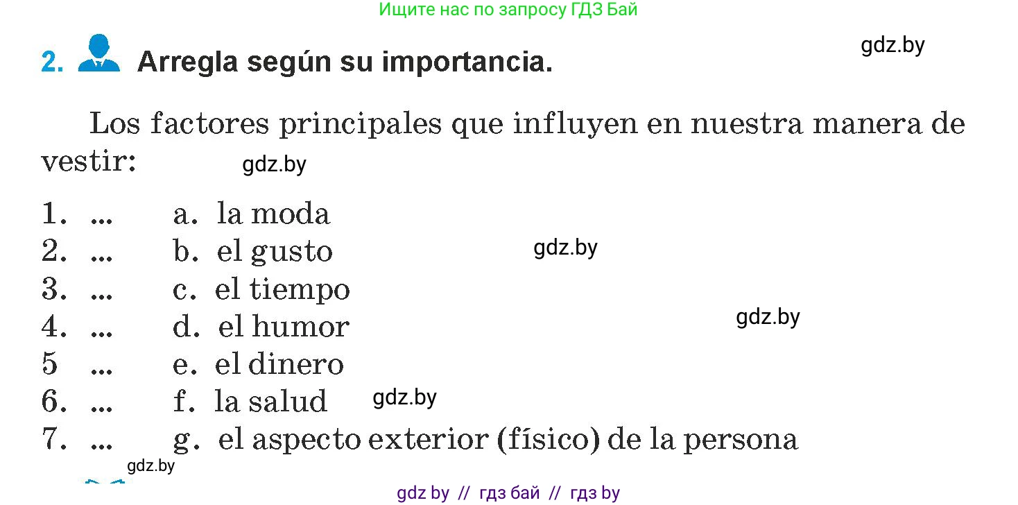 Испанский язык, 9 класс Учебник, авторы: Гриневич Елена Карловна, Янукенас Ольга Викторовна, издательство Вышэйшая школа, Минск, 2020, оранжевого цвета, страница 165, номер 2, Условие