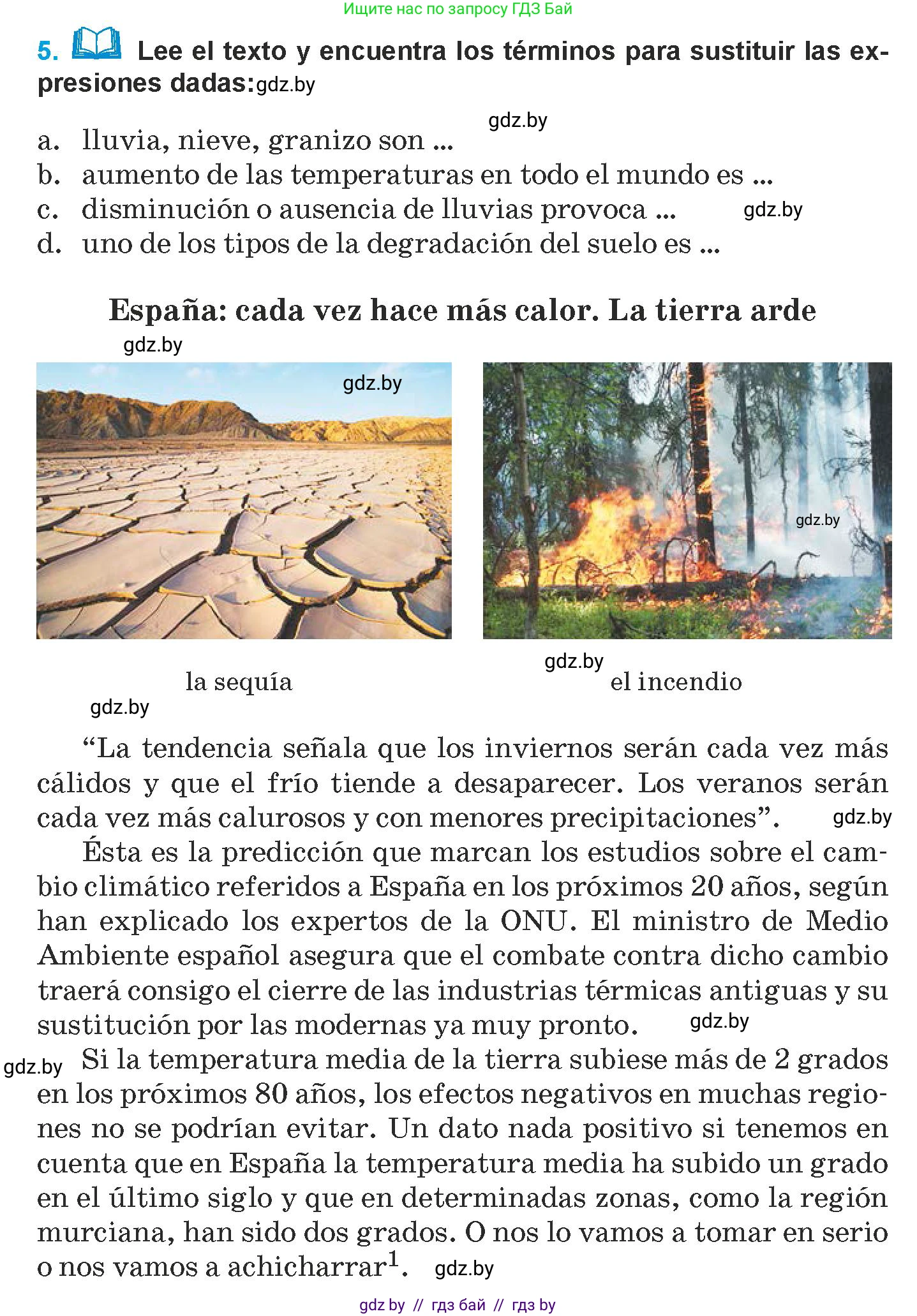 Испанский язык, 9 класс Учебник, авторы: Гриневич Елена Карловна, Янукенас Ольга Викторовна, издательство Вышэйшая школа, Минск, 2020, оранжевого цвета, страница 289, номер 5, Условие