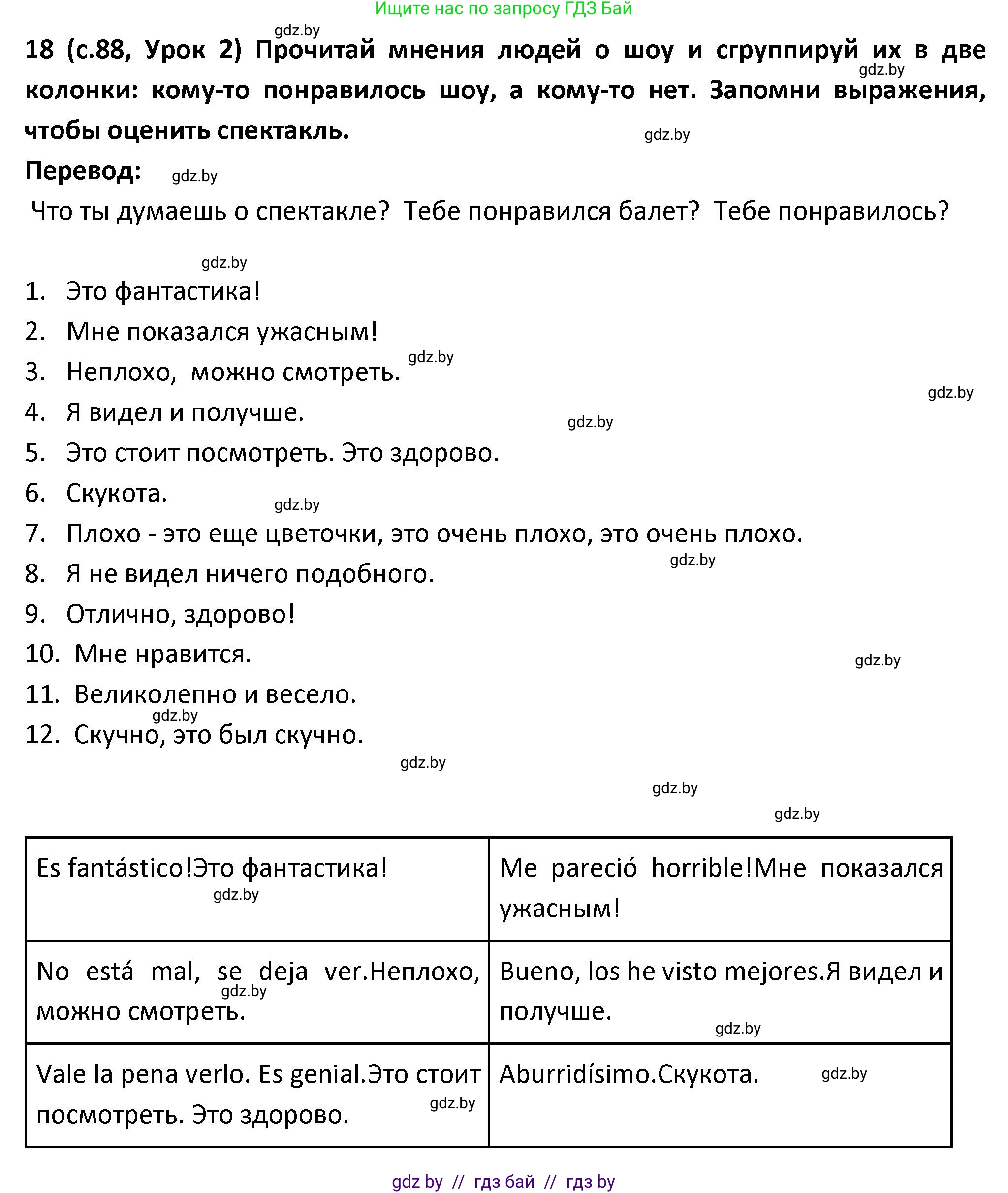 Испанский язык, 9 класс Учебник, авторы: Гриневич Елена Карловна, Янукенас Ольга Викторовна, издательство Вышэйшая школа, Минск, 2020, оранжевого цвета, страница 87, номер 18, Решение
