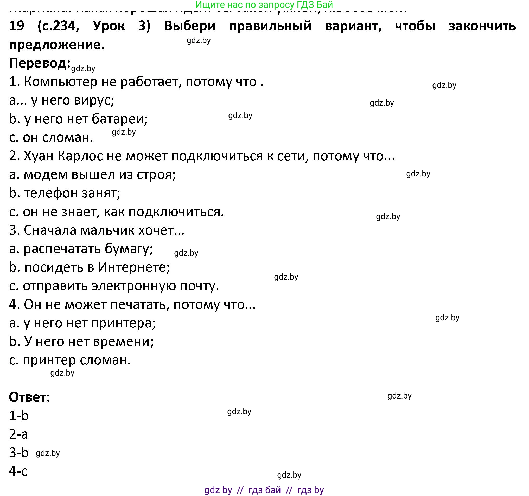 Испанский язык, 9 класс Учебник, авторы: Гриневич Елена Карловна, Янукенас Ольга Викторовна, издательство Вышэйшая школа, Минск, 2020, оранжевого цвета, страница 234, номер 19, Решение