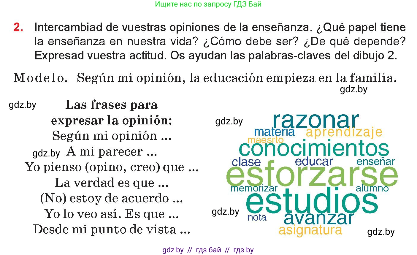 Испанский язык, 10 класс Учебник, авторы: Цыбулева Татьяна Эдуардовна, Пушкина Ольга Александровна, Карпиевич Галина Константиновна, издательство Издательский центр БГУ, Минск, 2019, оранжевого цвета, страница 5, номер 2, Условие