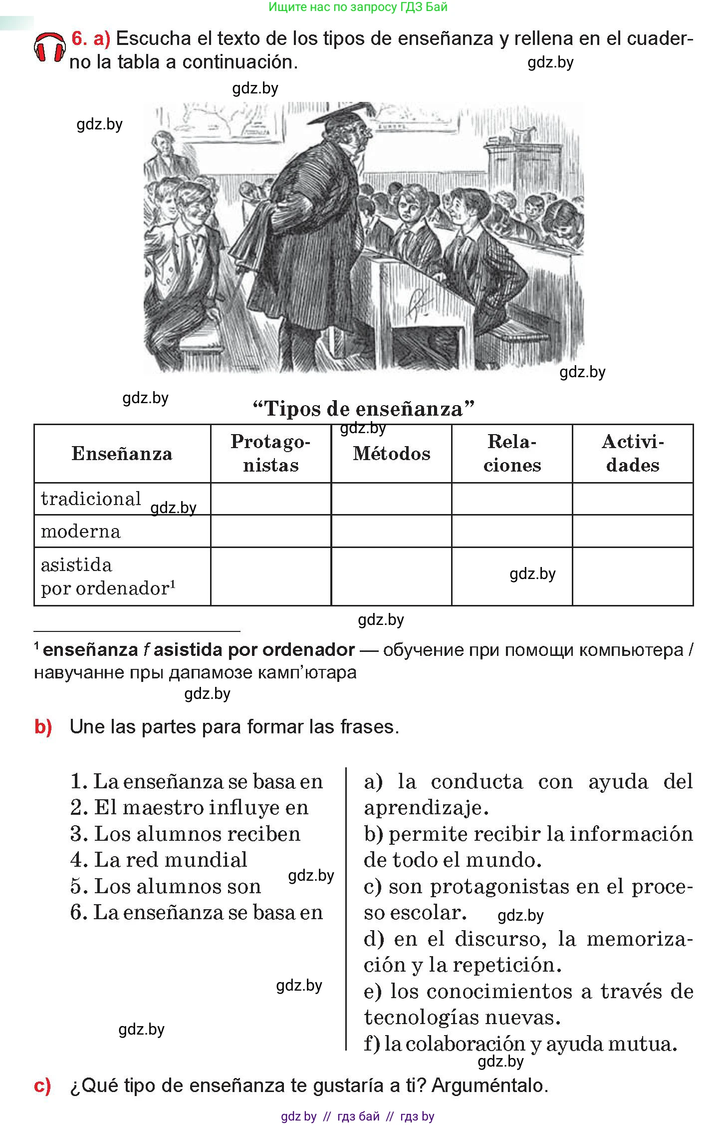 Испанский язык, 10 класс Учебник, авторы: Цыбулева Татьяна Эдуардовна, Пушкина Ольга Александровна, Карпиевич Галина Константиновна, издательство Издательский центр БГУ, Минск, 2019, оранжевого цвета, страница 10, номер 6, Условие