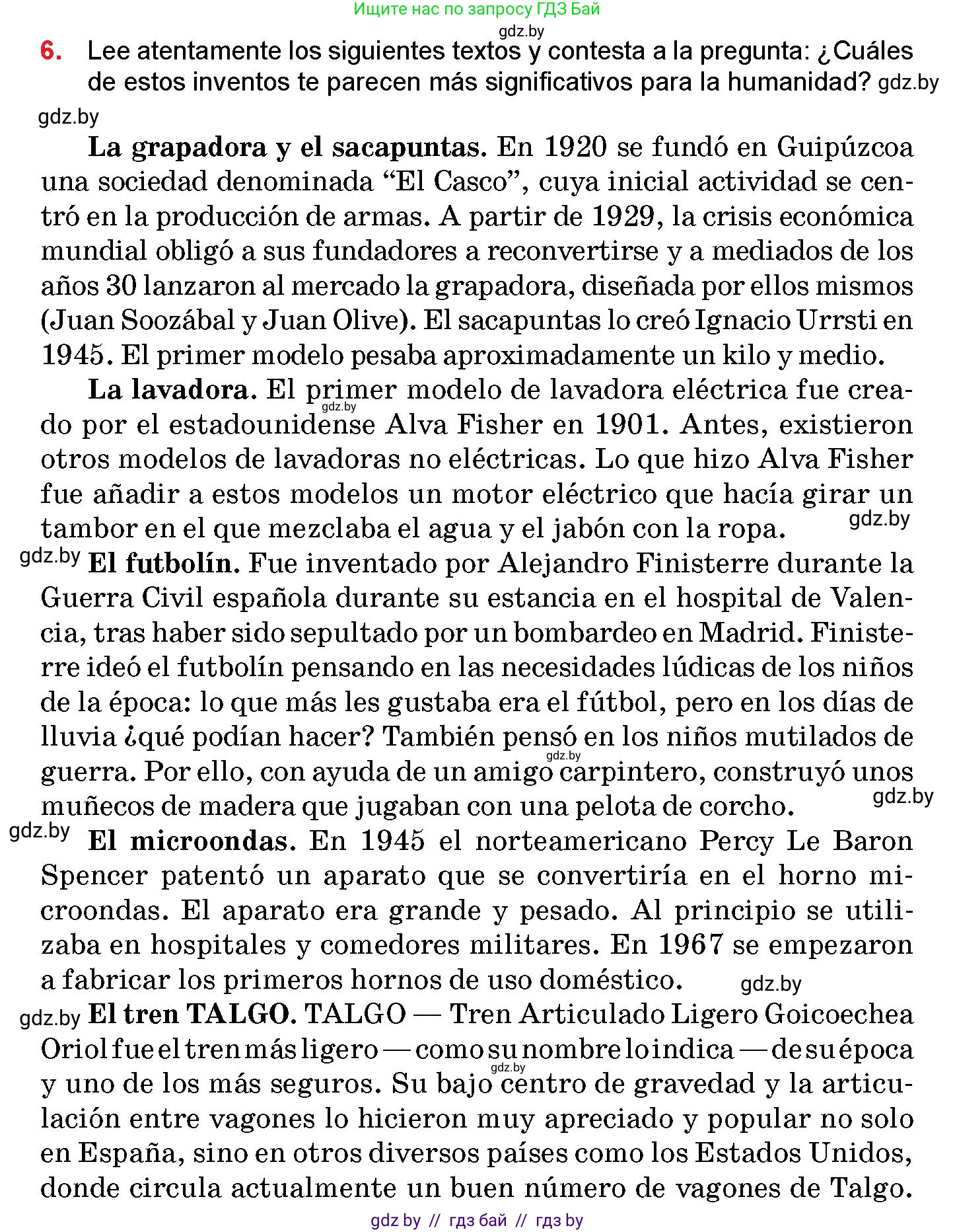 Испанский язык, 10 класс Учебник, авторы: Цыбулева Татьяна Эдуардовна, Пушкина Ольга Александровна, Карпиевич Галина Константиновна, издательство Издательский центр БГУ, Минск, 2019, оранжевого цвета, страница 43, номер 6, Условие