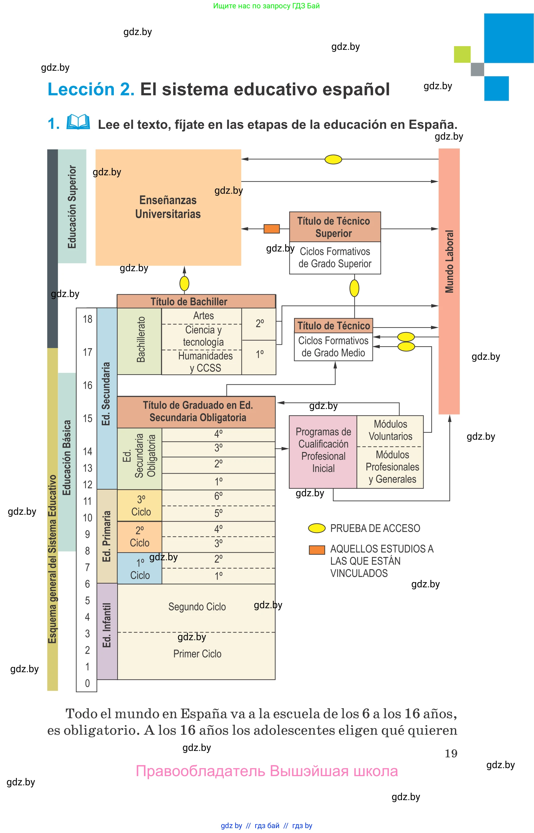 Испанский язык, 10 класс Учебник, авторы: Гриневич Елена Карловна, Янукенас Ольга Викторовна, издательство Вышэйшая школа, Минск, 2019, оранжевого цвета, страница 19