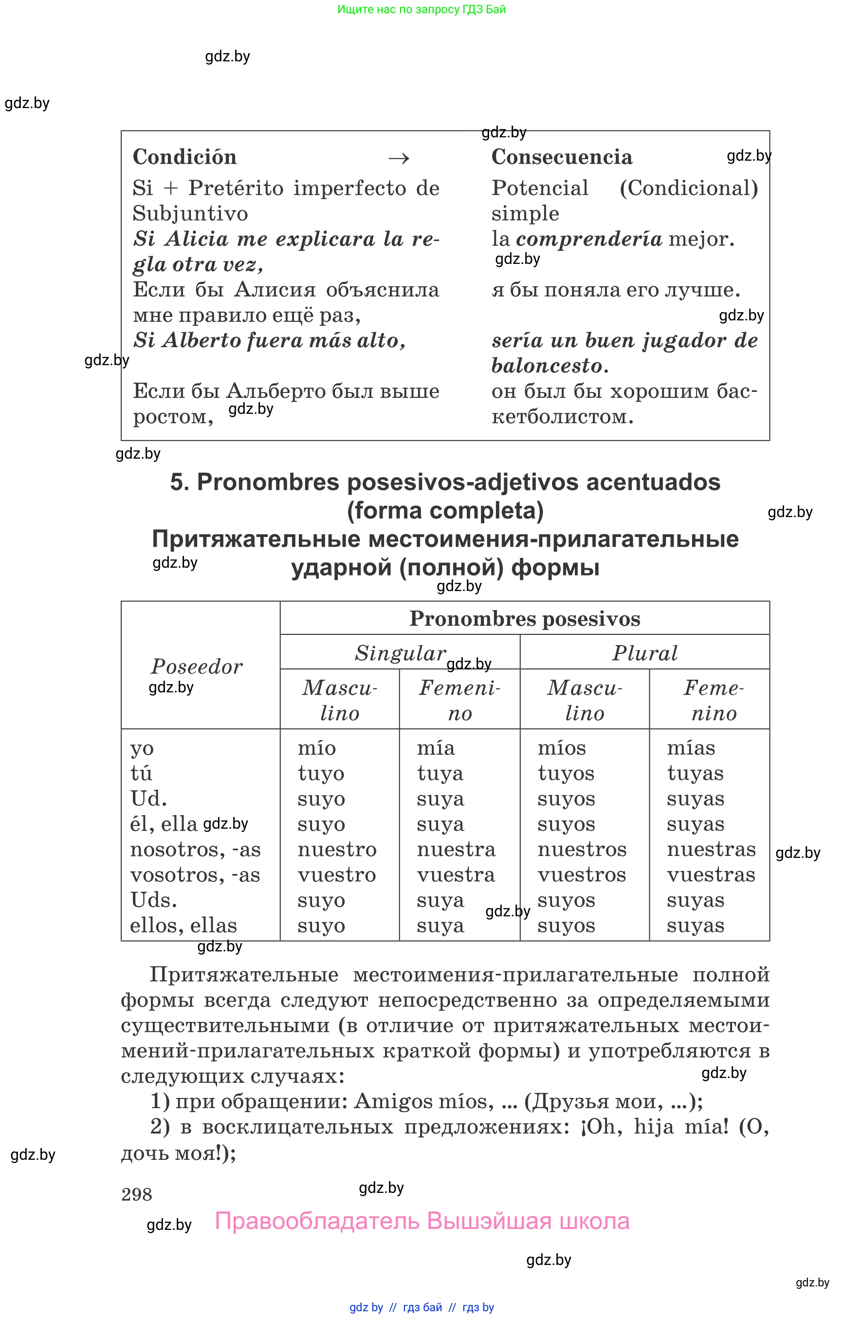 Испанский язык, 10 класс Учебник, авторы: Гриневич Елена Карловна, Янукенас Ольга Викторовна, издательство Вышэйшая школа, Минск, 2019, оранжевого цвета, страница 298