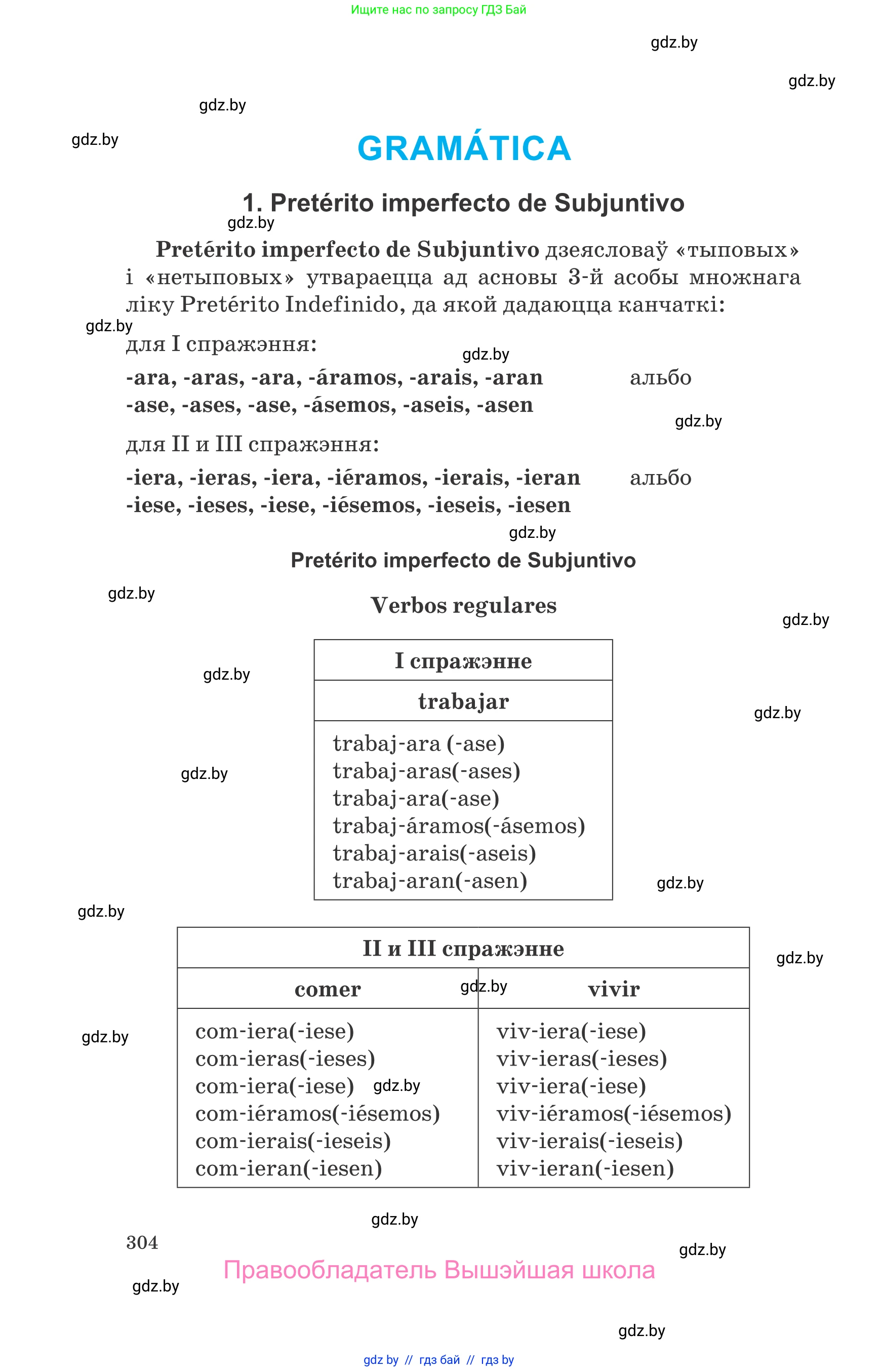 Испанский язык, 10 класс Учебник, авторы: Гриневич Елена Карловна, Янукенас Ольга Викторовна, издательство Вышэйшая школа, Минск, 2019, оранжевого цвета, страница 304