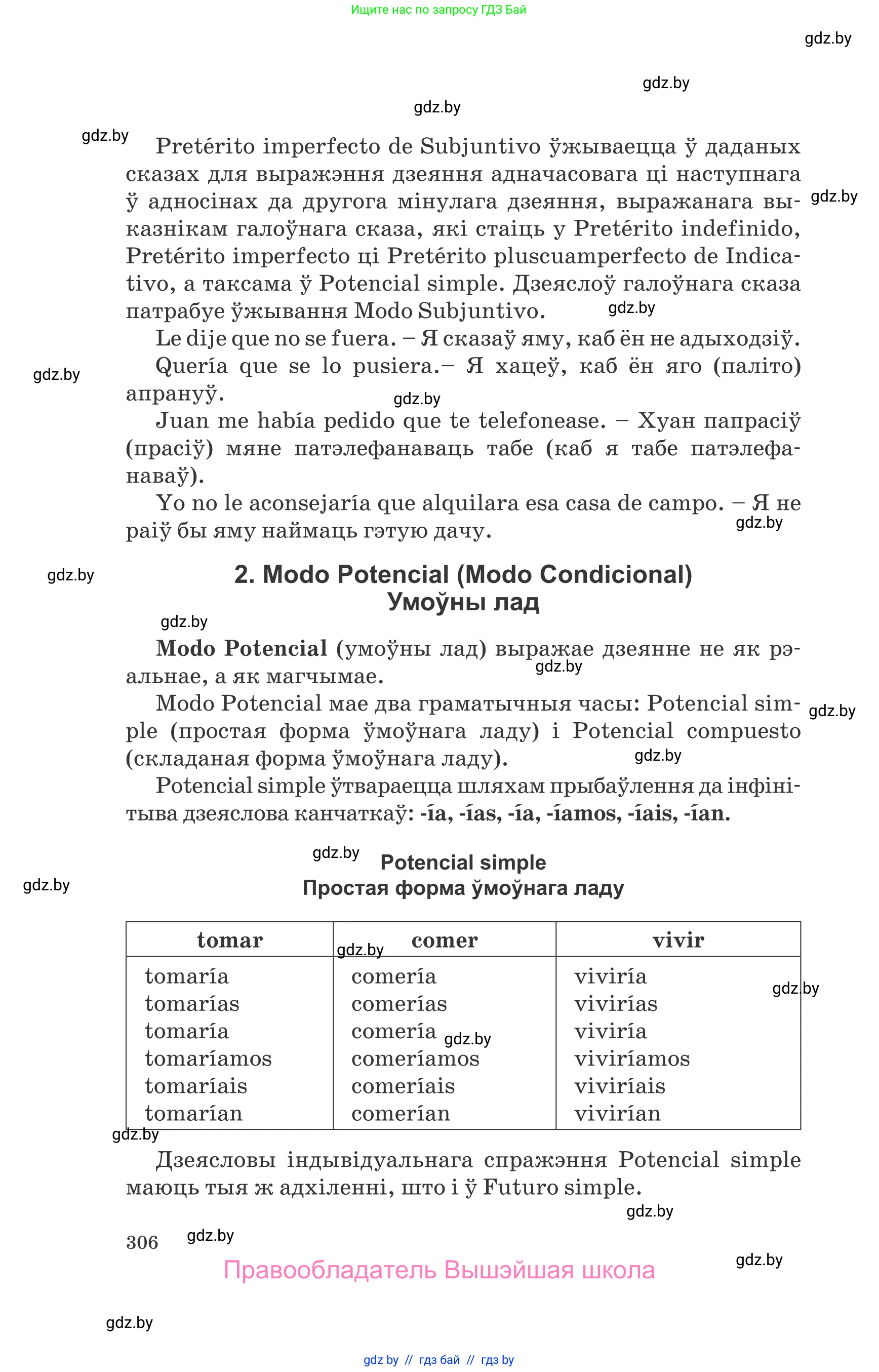 Испанский язык, 10 класс Учебник, авторы: Гриневич Елена Карловна, Янукенас Ольга Викторовна, издательство Вышэйшая школа, Минск, 2019, оранжевого цвета, страница 306