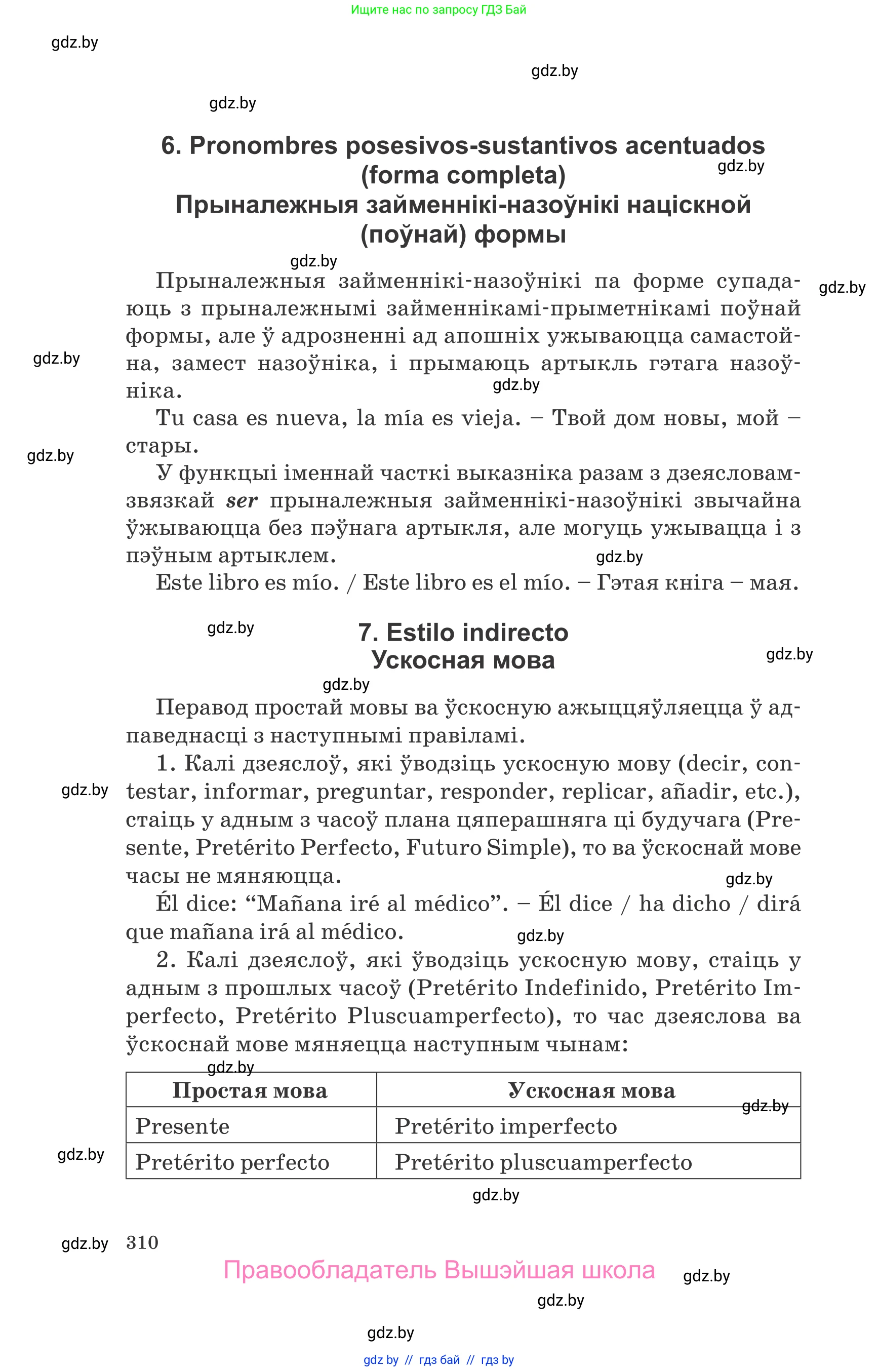 Испанский язык, 10 класс Учебник, авторы: Гриневич Елена Карловна, Янукенас Ольга Викторовна, издательство Вышэйшая школа, Минск, 2019, оранжевого цвета, страница 310