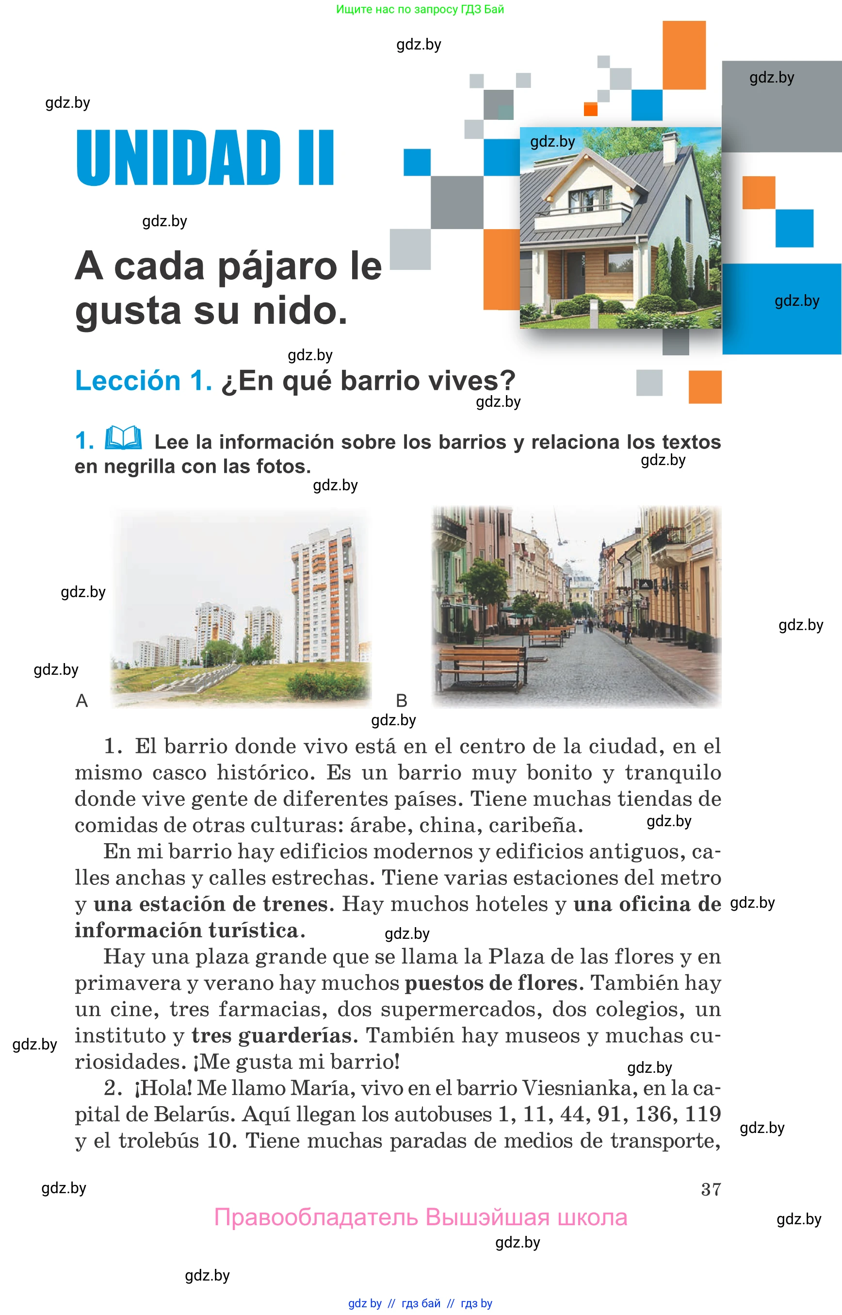 Испанский язык, 10 класс Учебник, авторы: Гриневич Елена Карловна, Янукенас Ольга Викторовна, издательство Вышэйшая школа, Минск, 2019, оранжевого цвета, страница 37