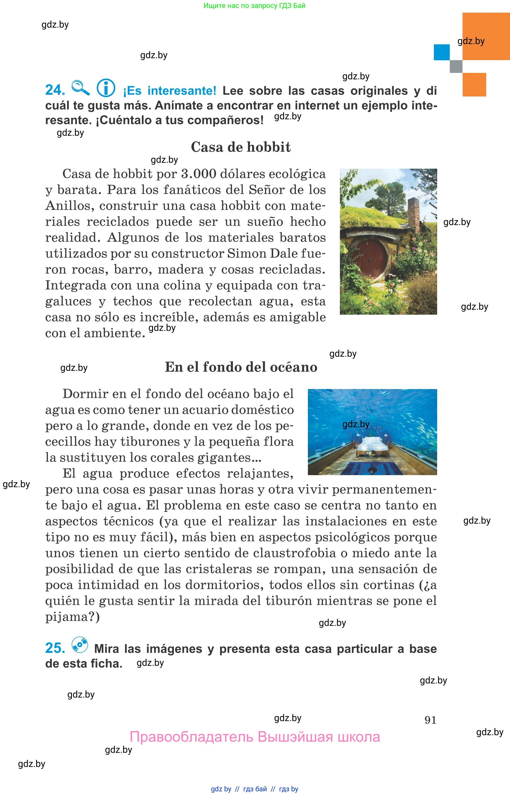 Испанский язык, 10 класс Учебник, авторы: Гриневич Елена Карловна, Янукенас Ольга Викторовна, издательство Вышэйшая школа, Минск, 2019, оранжевого цвета, страница 91