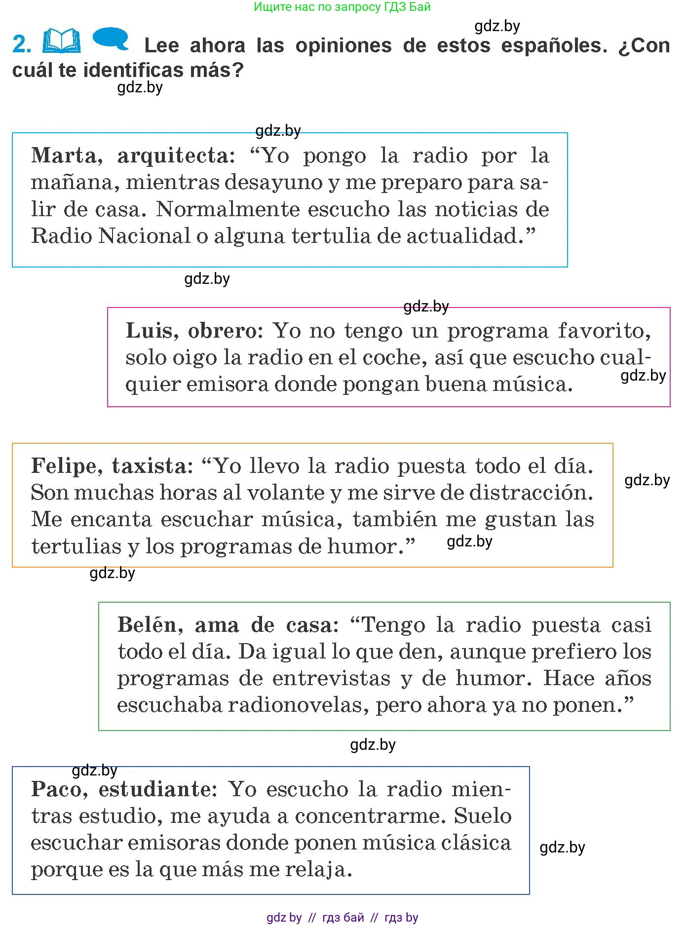 Испанский язык, 10 класс Учебник, авторы: Гриневич Елена Карловна, Янукенас Ольга Викторовна, издательство Вышэйшая школа, Минск, 2019, оранжевого цвета, страница 188, номер 2, Условие