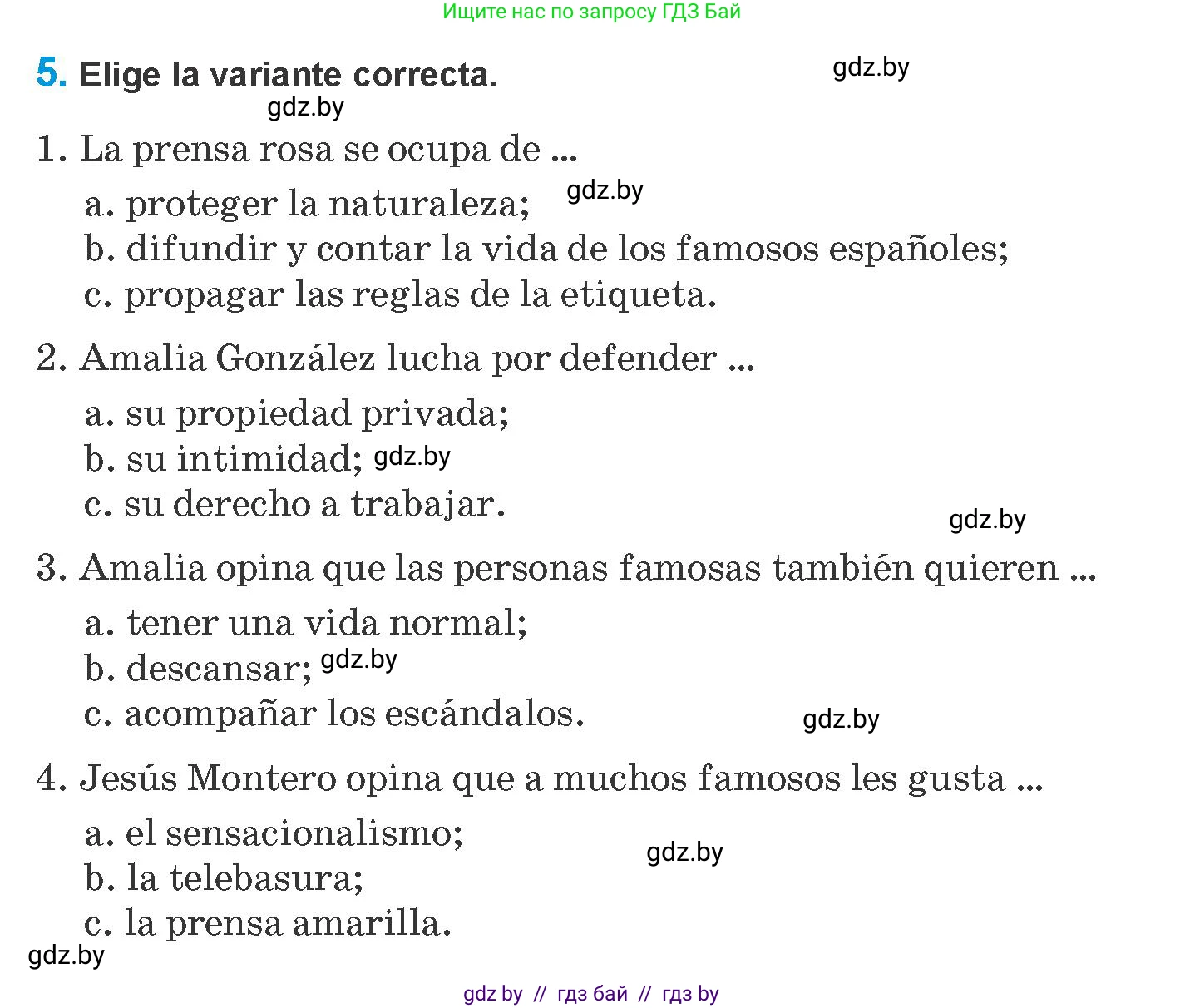 Испанский язык, 10 класс Учебник, авторы: Гриневич Елена Карловна, Янукенас Ольга Викторовна, издательство Вышэйшая школа, Минск, 2019, оранжевого цвета, страница 207, номер 5, Условие