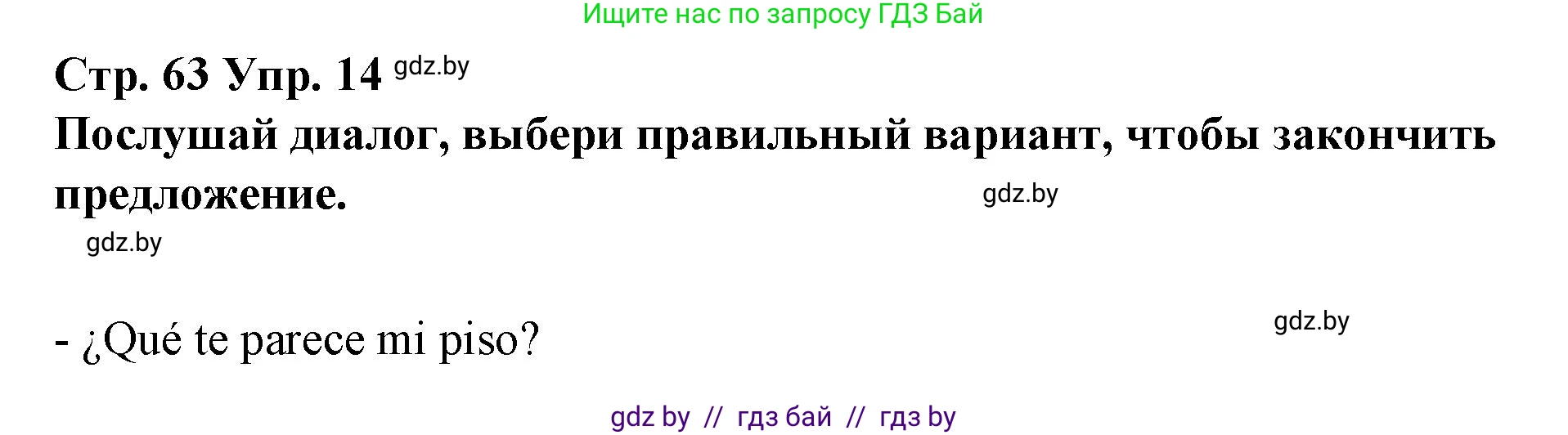 Испанский язык, 10 класс Учебник, авторы: Гриневич Елена Карловна, Янукенас Ольга Викторовна, издательство Вышэйшая школа, Минск, 2019, оранжевого цвета, страница 63, номер 14, Решение