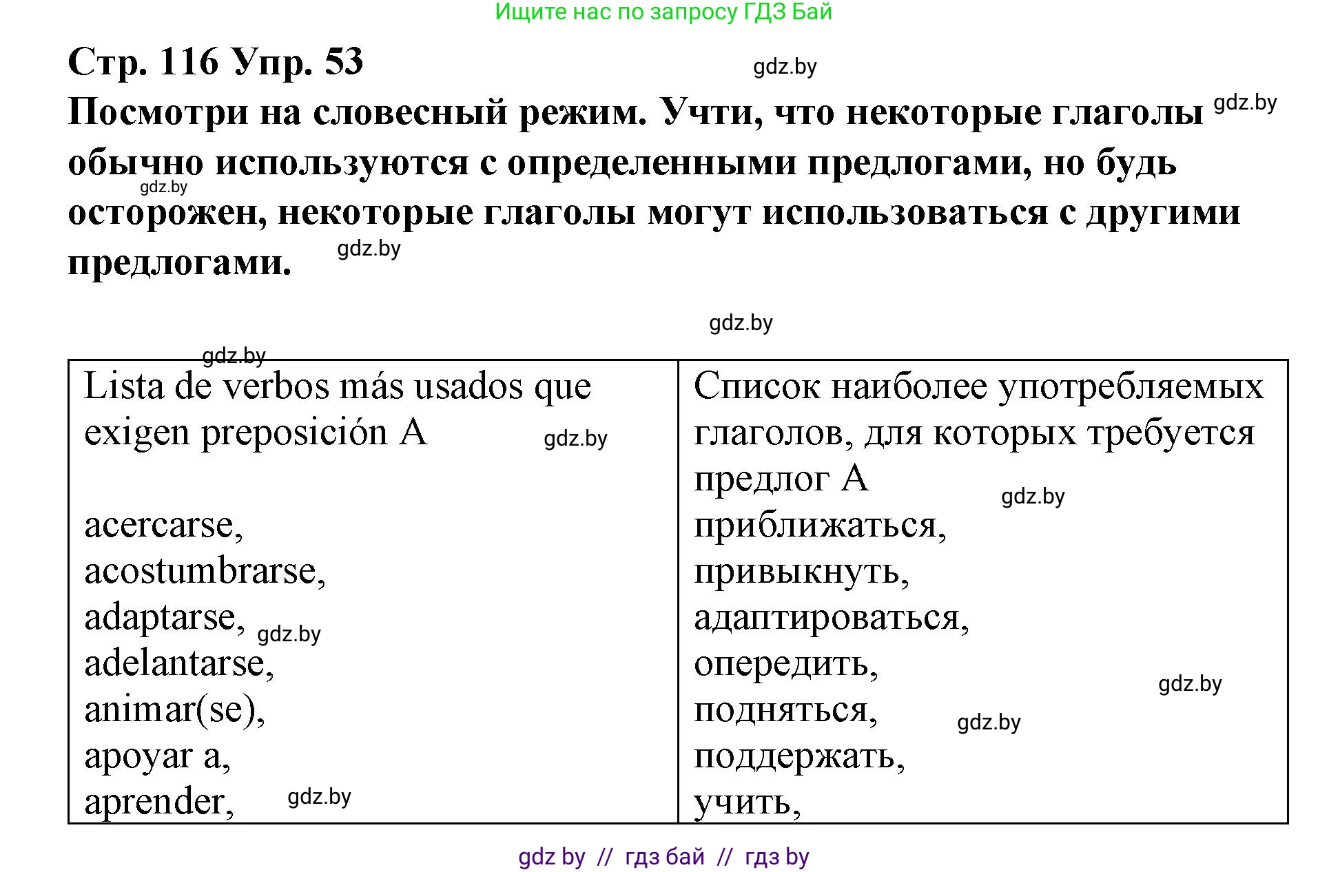 Испанский язык, 10 класс Учебник, авторы: Гриневич Елена Карловна, Янукенас Ольга Викторовна, издательство Вышэйшая школа, Минск, 2019, оранжевого цвета, страница 116, номер 53, Решение