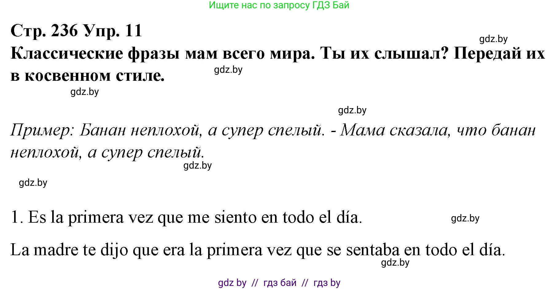 Испанский язык, 10 класс Учебник, авторы: Гриневич Елена Карловна, Янукенас Ольга Викторовна, издательство Вышэйшая школа, Минск, 2019, оранжевого цвета, страница 236, номер 11, Решение