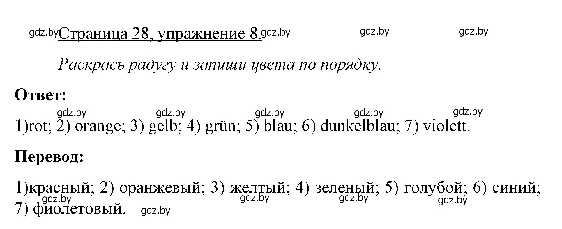 Решение номер 8 (страница 28) гдз по немецкому языку 3 класс Будько, Урбанович, рабочая тетрадь