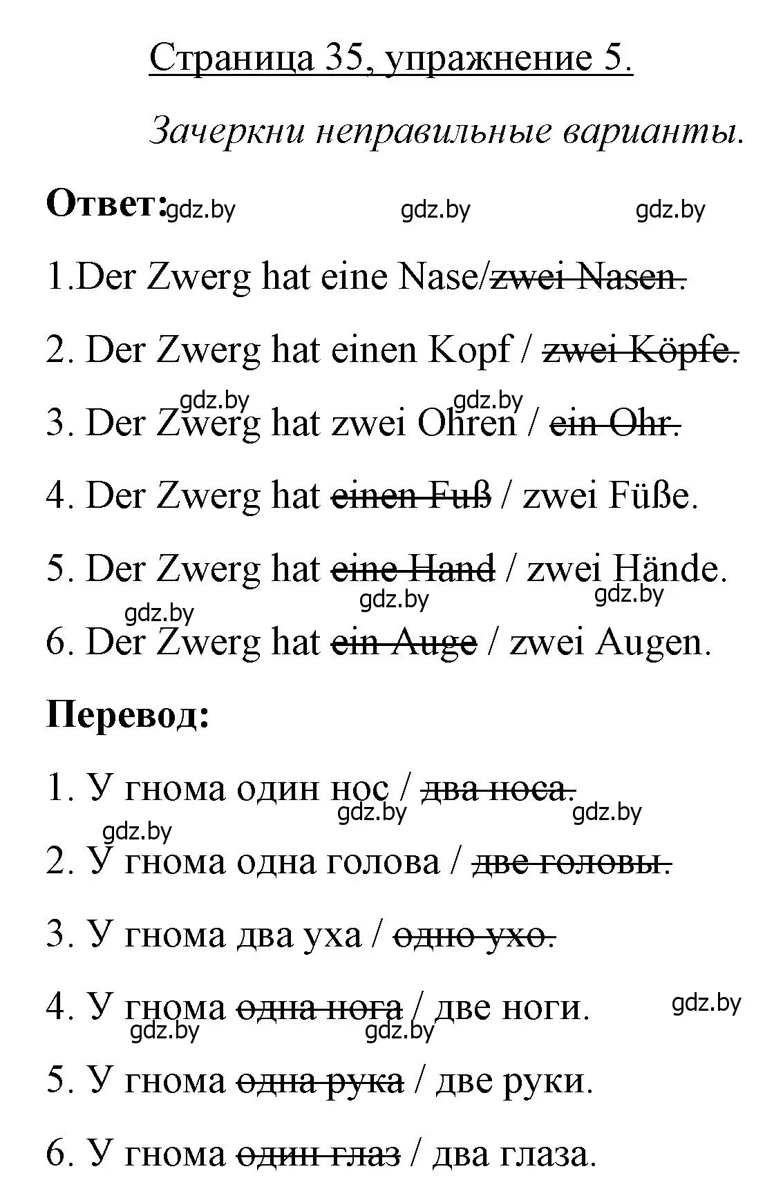 Решение номер 5 (страница 35) гдз по немецкому языку 3 класс Будько, Урбанович, рабочая тетрадь