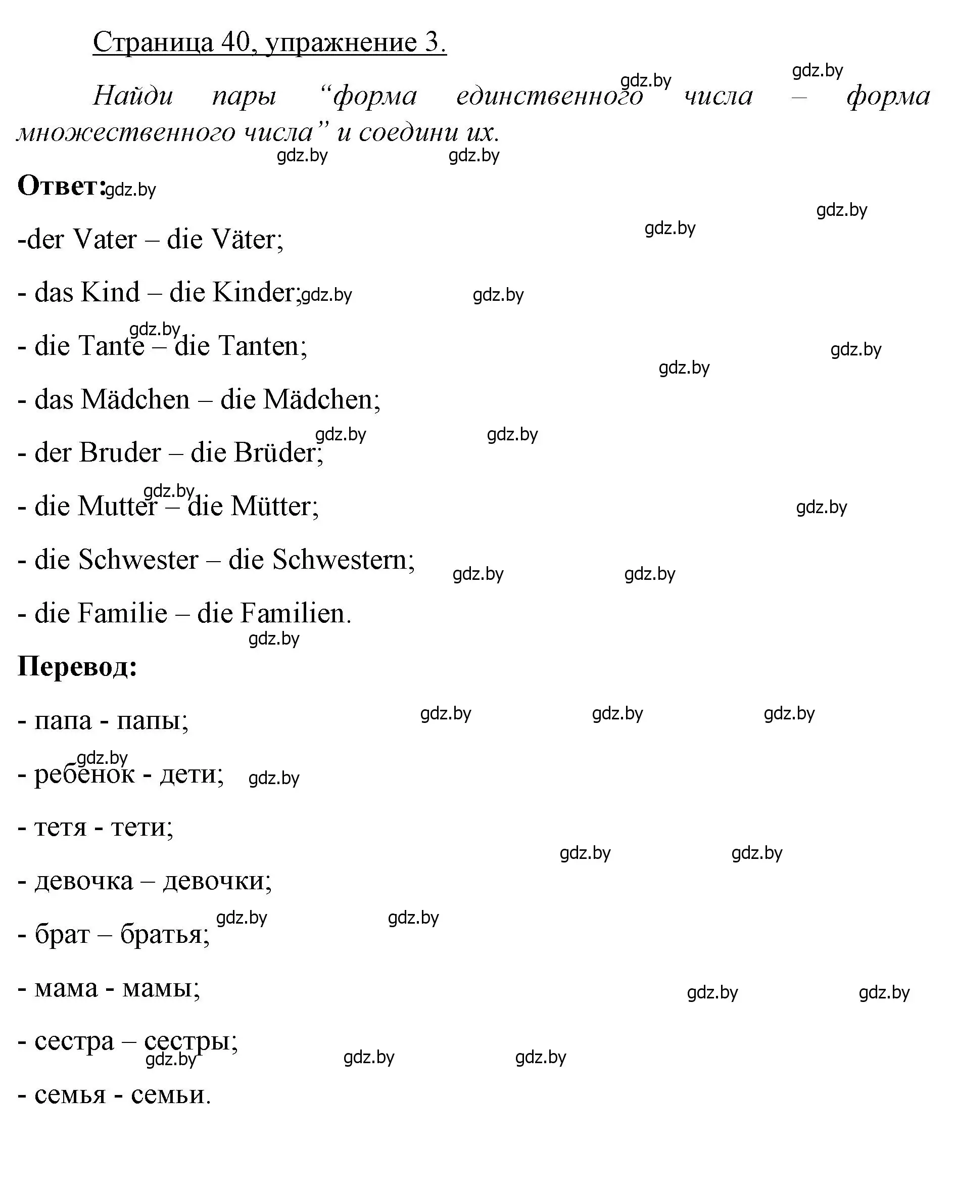 Решение номер 3 (страница 40) гдз по немецкому языку 3 класс Будько, Урбанович, рабочая тетрадь
