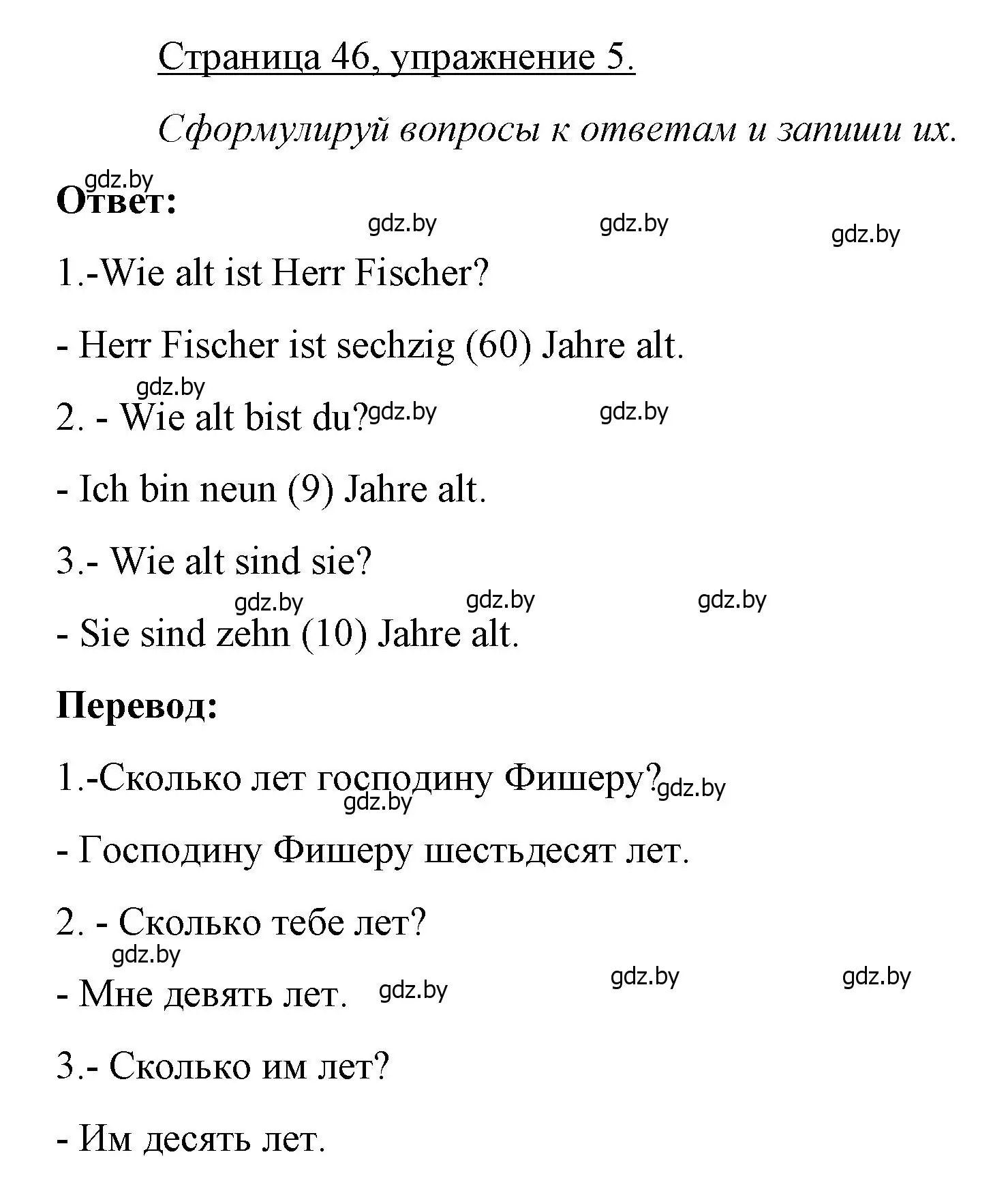 Решение номер 5 (страница 46) гдз по немецкому языку 3 класс Будько, Урбанович, рабочая тетрадь