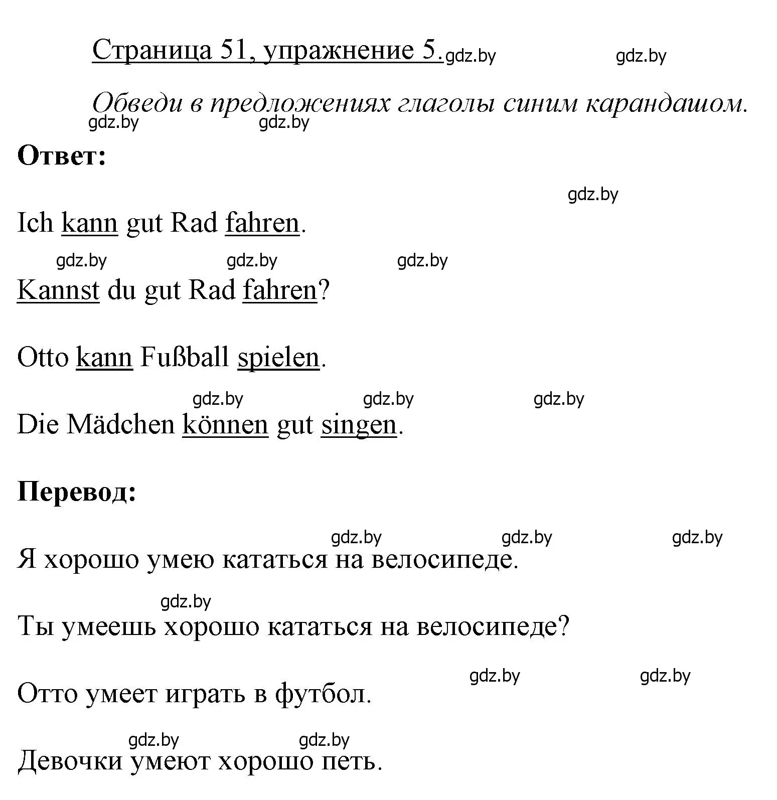 Решение номер 5 (страница 51) гдз по немецкому языку 3 класс Будько, Урбанович, рабочая тетрадь