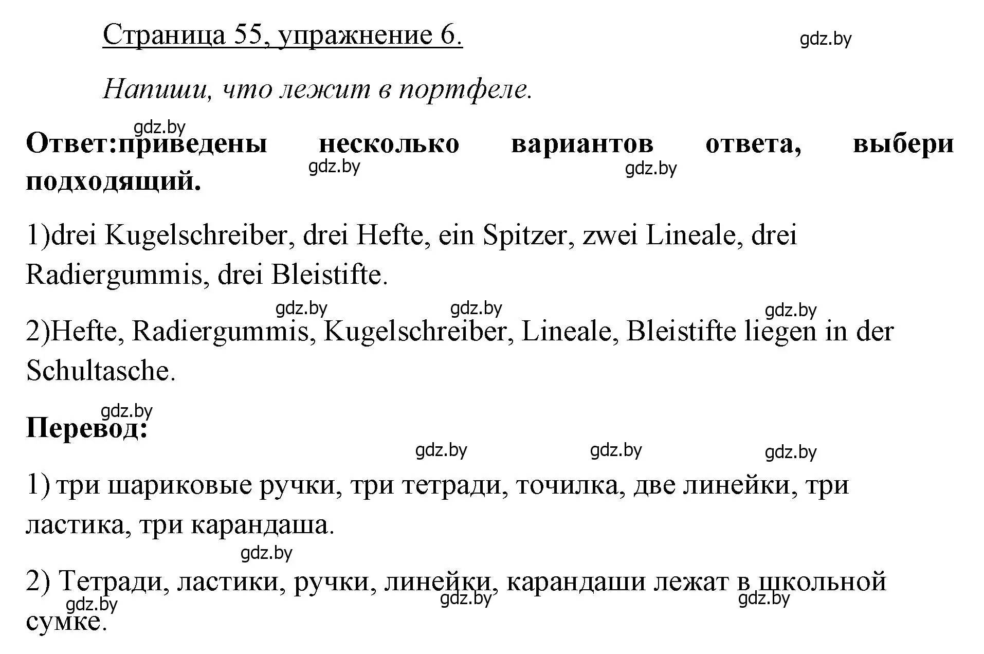 Решение номер 6 (страница 55) гдз по немецкому языку 3 класс Будько, Урбанович, рабочая тетрадь