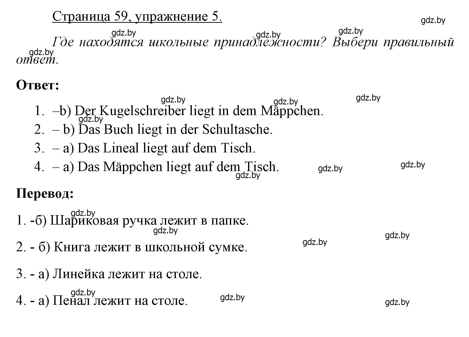 Решение номер 5 (страница 59) гдз по немецкому языку 3 класс Будько, Урбанович, рабочая тетрадь