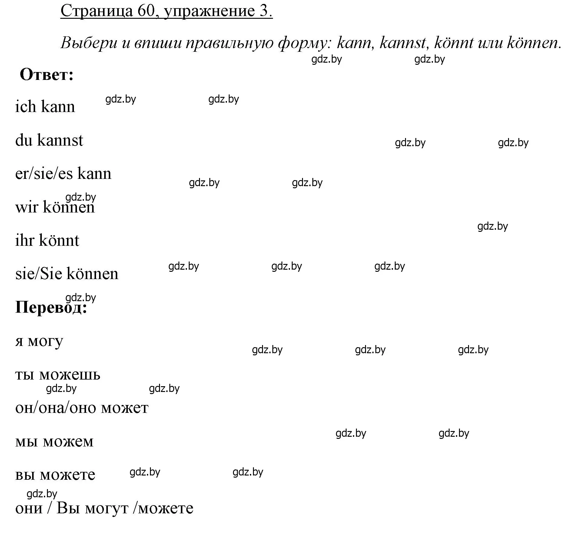 Решение номер 3 (страница 60) гдз по немецкому языку 3 класс Будько, Урбанович, рабочая тетрадь