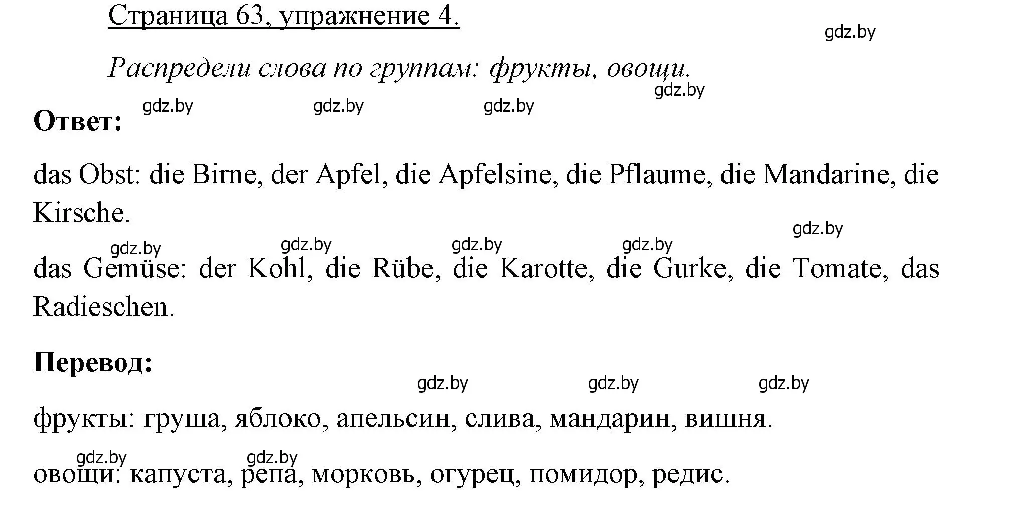 Решение номер 4 (страница 63) гдз по немецкому языку 3 класс Будько, Урбанович, рабочая тетрадь