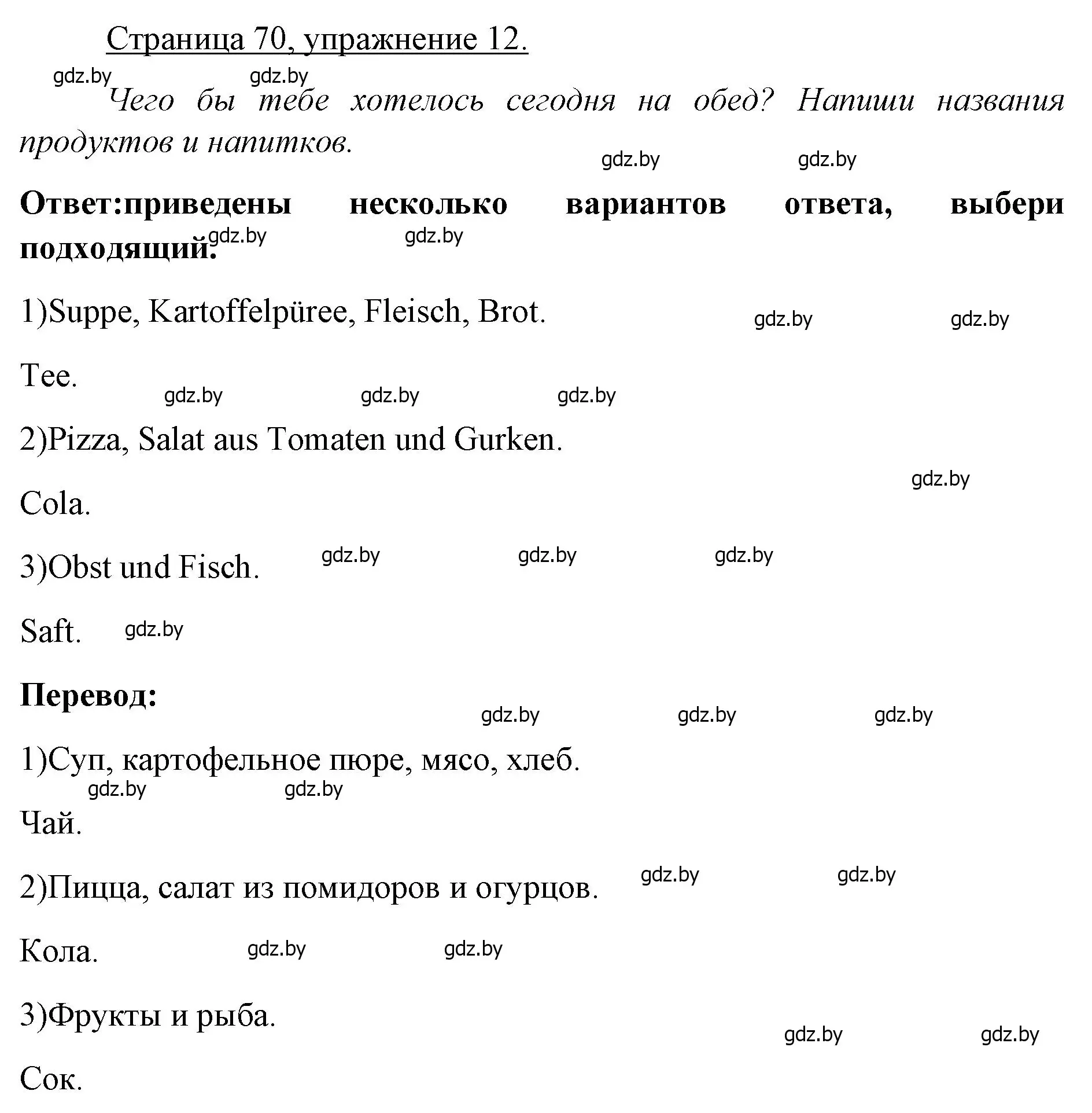 Решение номер 12 (страница 70) гдз по немецкому языку 3 класс Будько, Урбанович, рабочая тетрадь