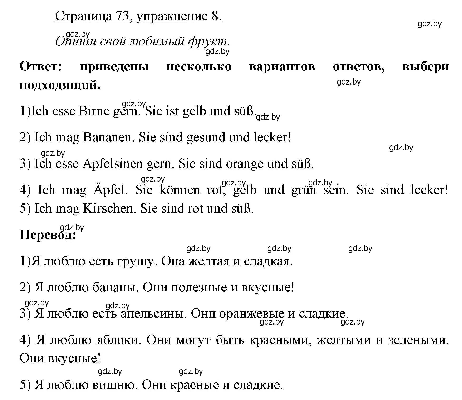 Решение номер 8 (страница 73) гдз по немецкому языку 3 класс Будько, Урбанович, рабочая тетрадь