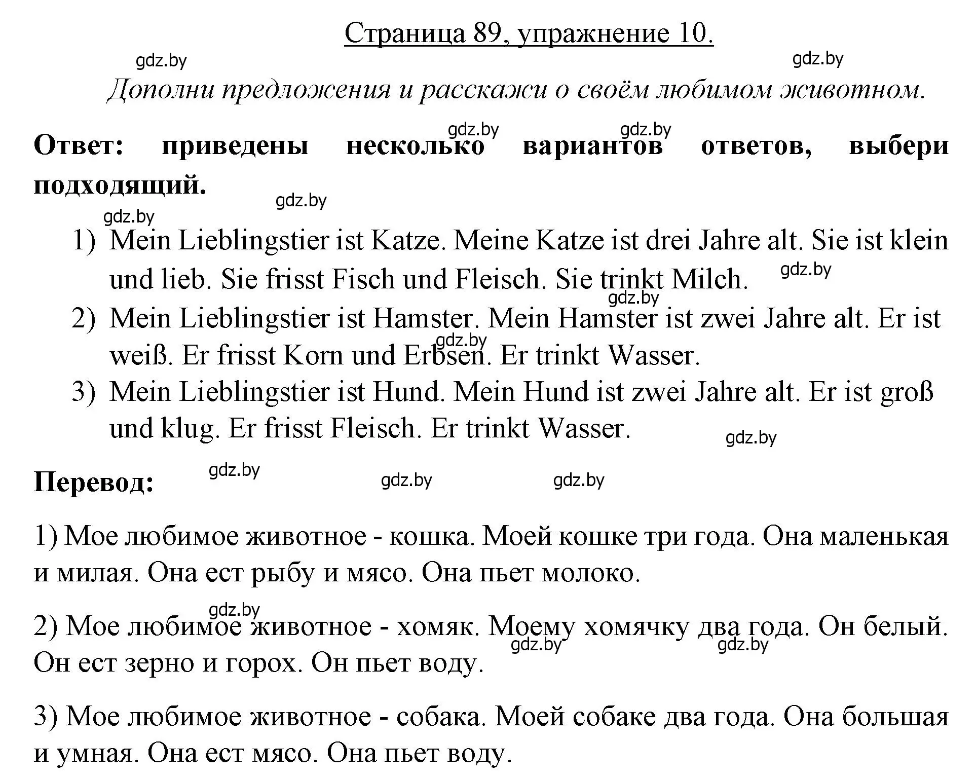 Решение номер 10 (страница 89) гдз по немецкому языку 3 класс Будько, Урбанович, рабочая тетрадь