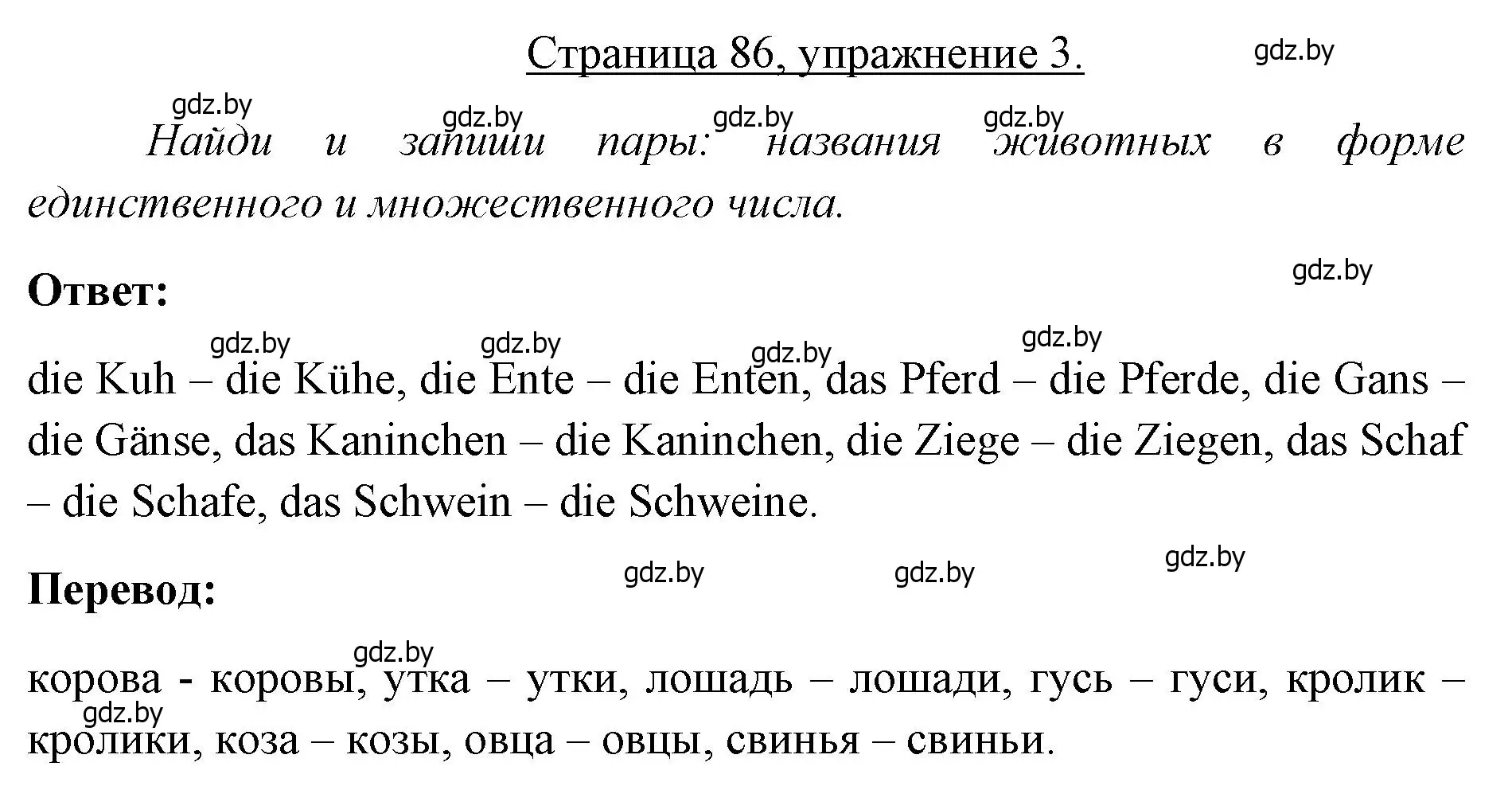 Решение номер 3 (страница 86) гдз по немецкому языку 3 класс Будько, Урбанович, рабочая тетрадь