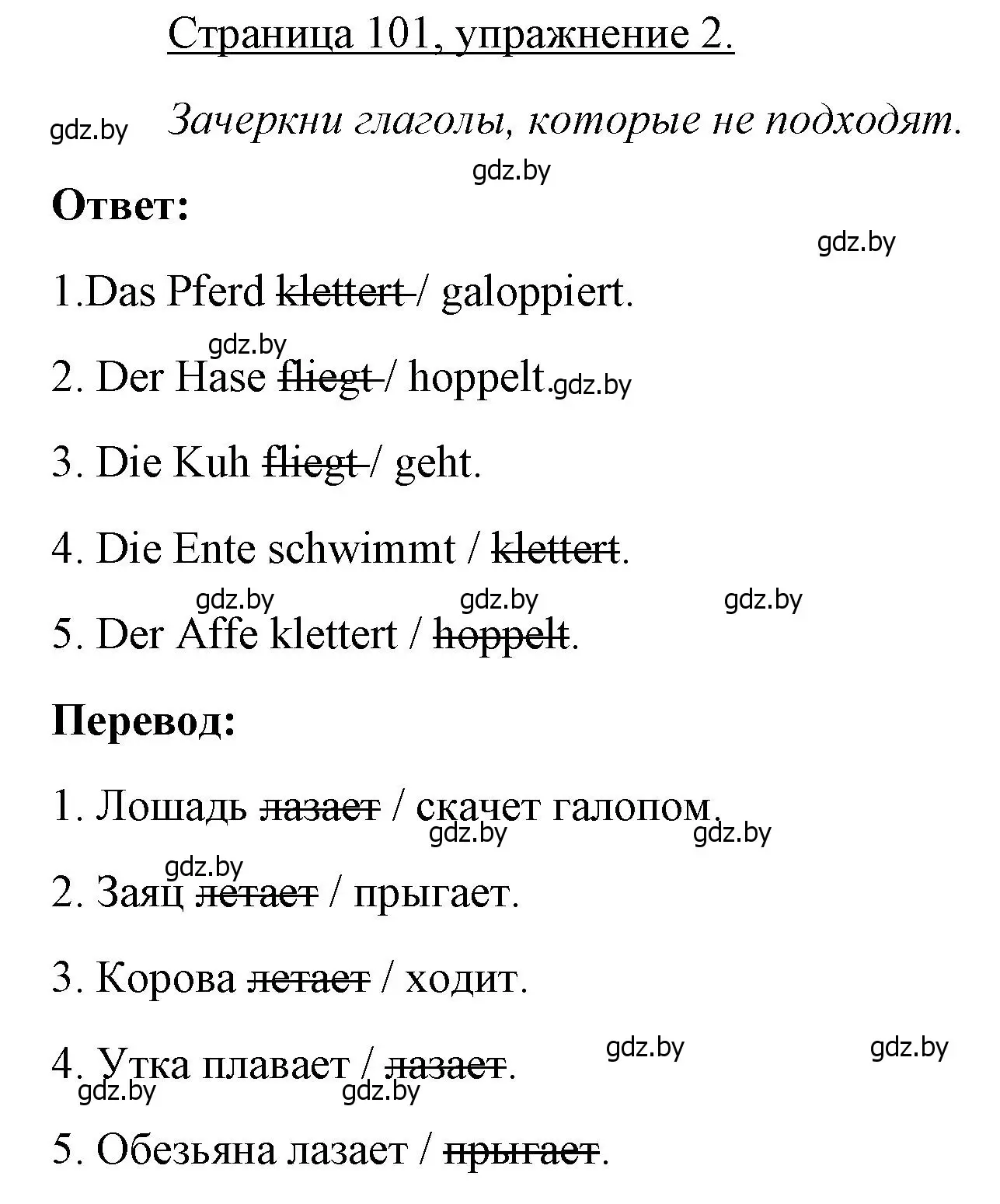 Решение номер 2 (страница 101) гдз по немецкому языку 3 класс Будько, Урбанович, рабочая тетрадь