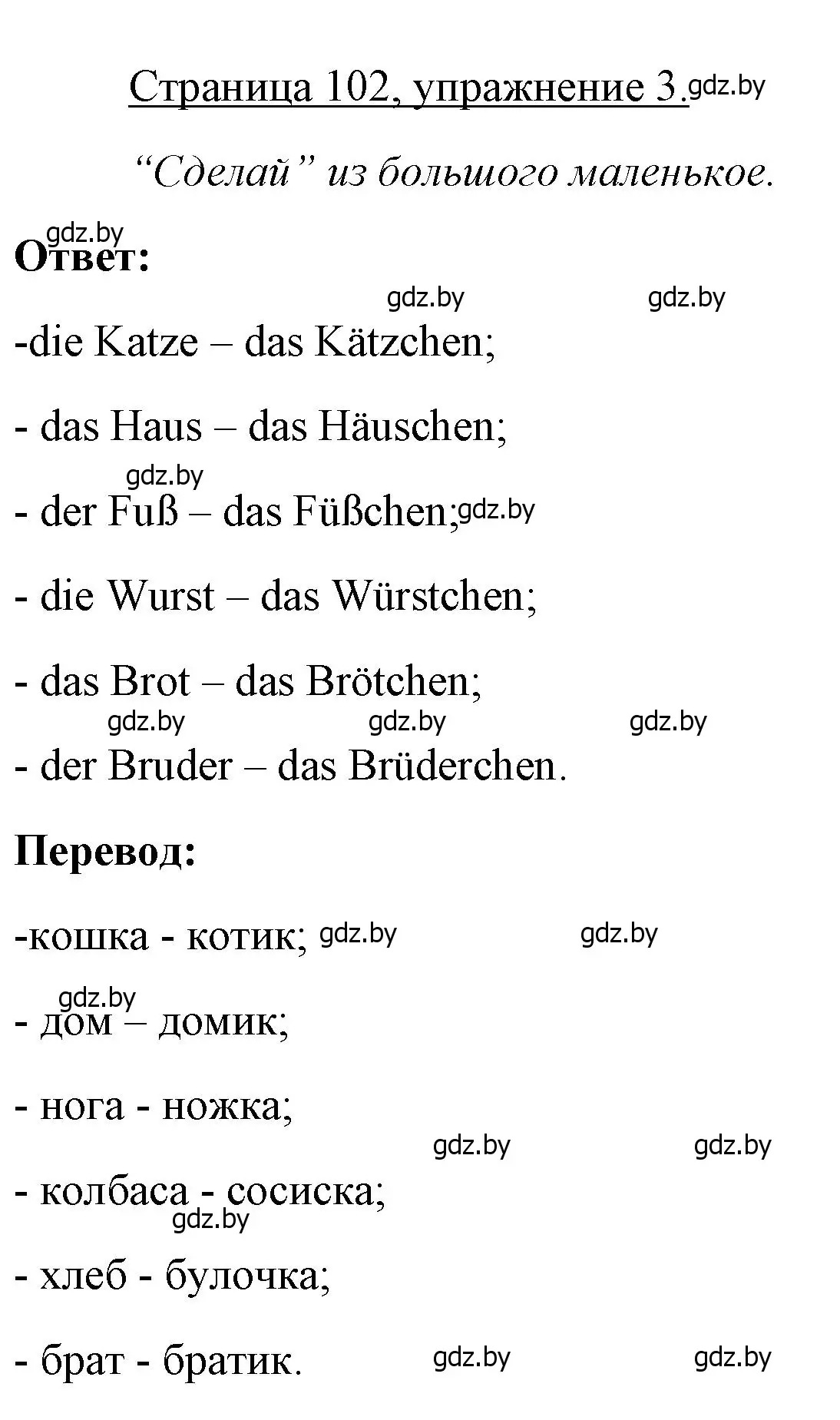 Решение номер 3 (страница 102) гдз по немецкому языку 3 класс Будько, Урбанович, рабочая тетрадь