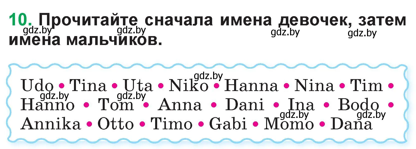 Условие номер 10 (страница 15) гдз по немецкому языку 3 класс Будько, Урбанович, учебник 1 часть