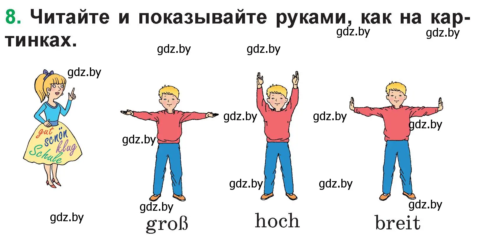 Условие номер 8 (страница 30) гдз по немецкому языку 3 класс Будько, Урбанович, учебник 1 часть