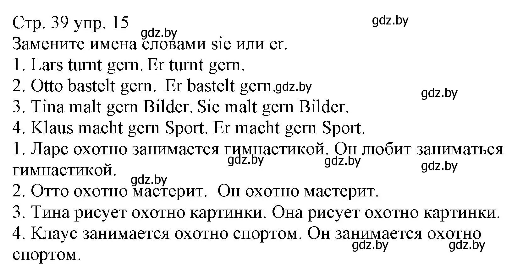 Решение номер 15 (страница 39) гдз по немецкому языку 3 класс Будько, Урбанович, учебник 1 часть