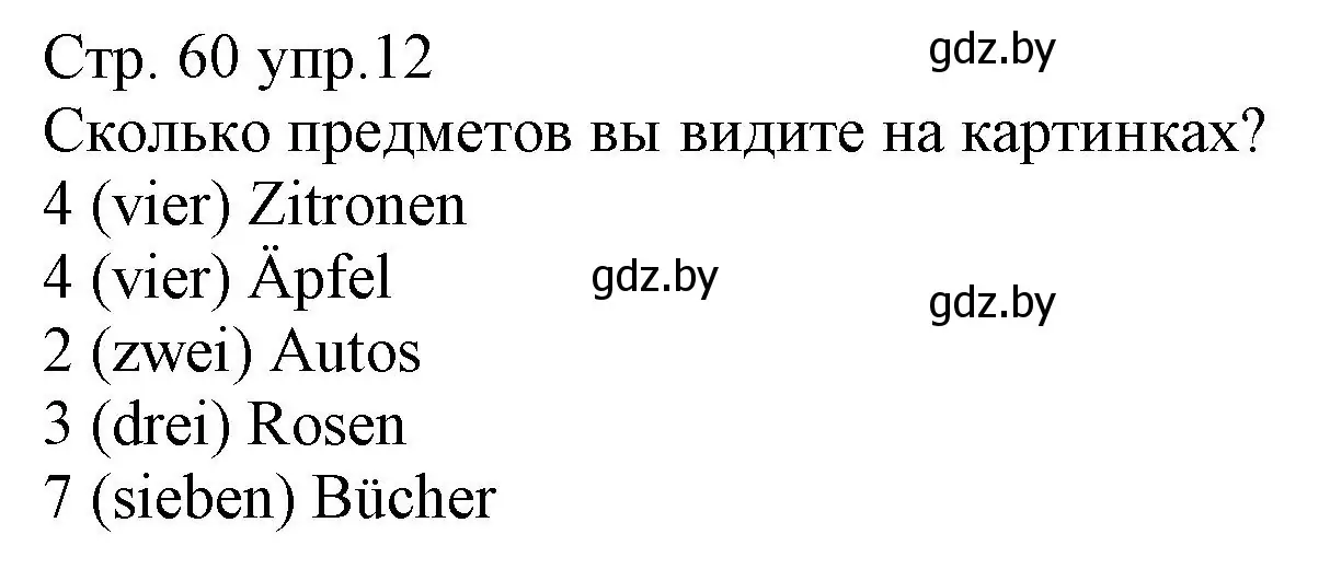 Решение номер 12 (страница 60) гдз по немецкому языку 3 класс Будько, Урбанович, учебник 1 часть