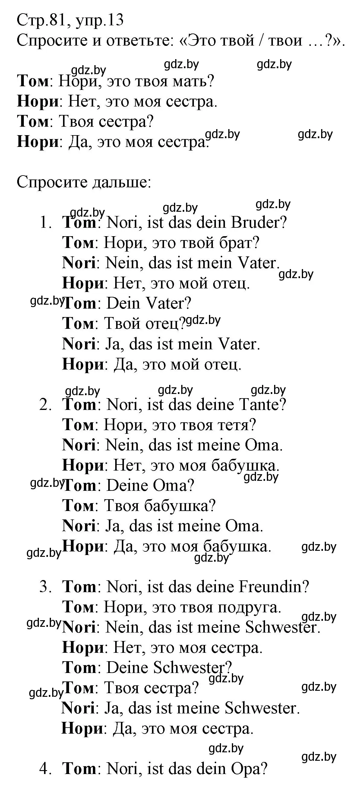 Решение номер 13 (страница 81) гдз по немецкому языку 3 класс Будько, Урбанович, учебник 1 часть