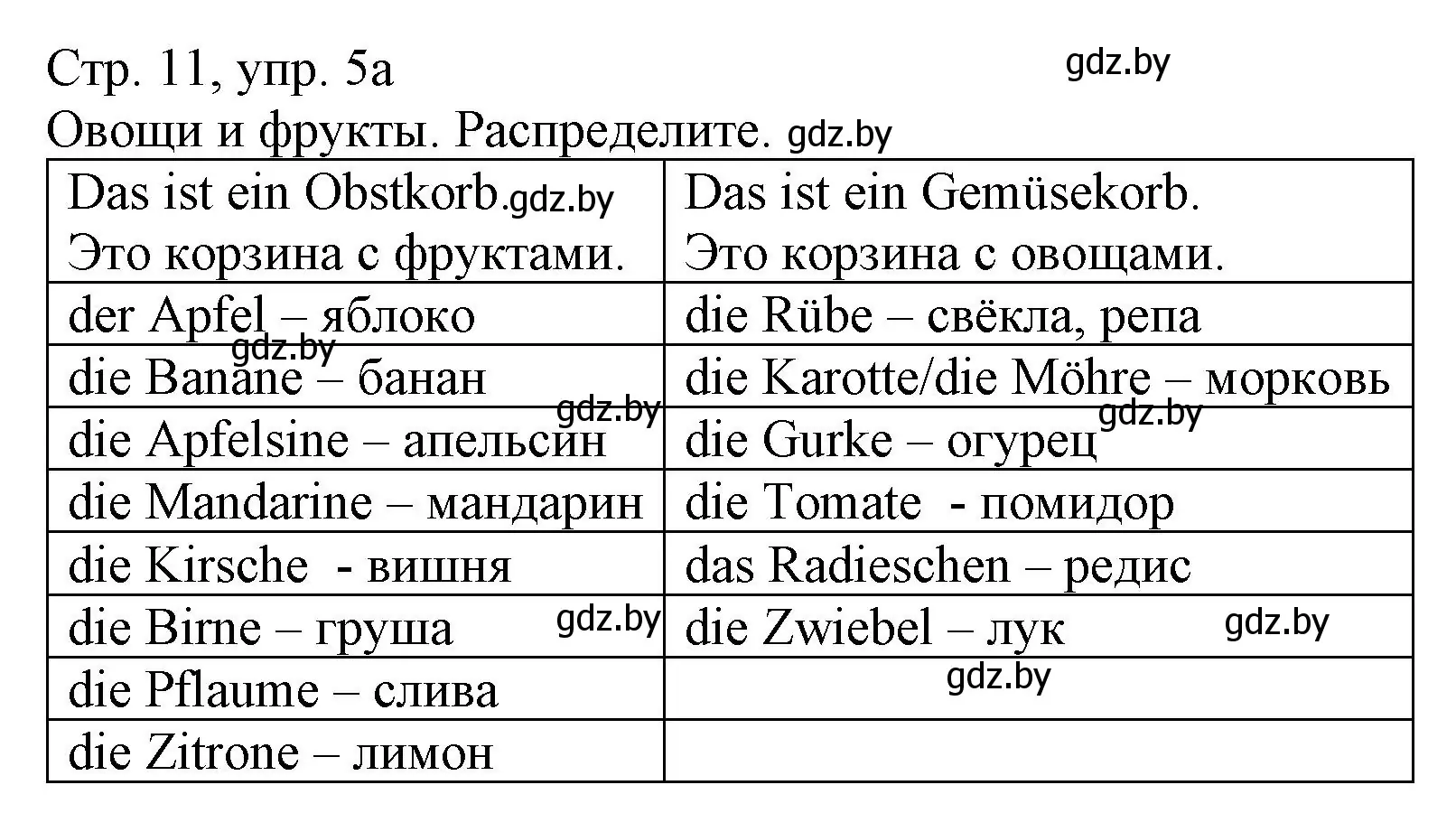 Решение номер 5 (страница 11) гдз по немецкому языку 3 класс Будько, Урбанович, учебник 2 часть