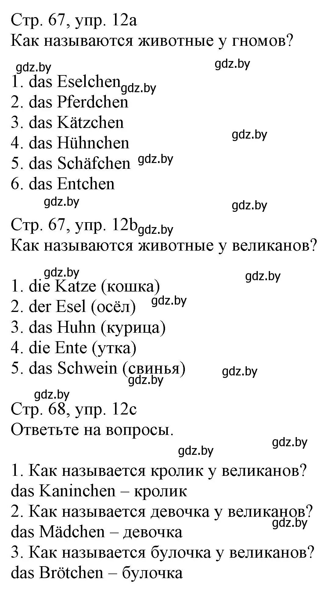 Решение номер 12 (страница 67) гдз по немецкому языку 3 класс Будько, Урбанович, учебник 2 часть